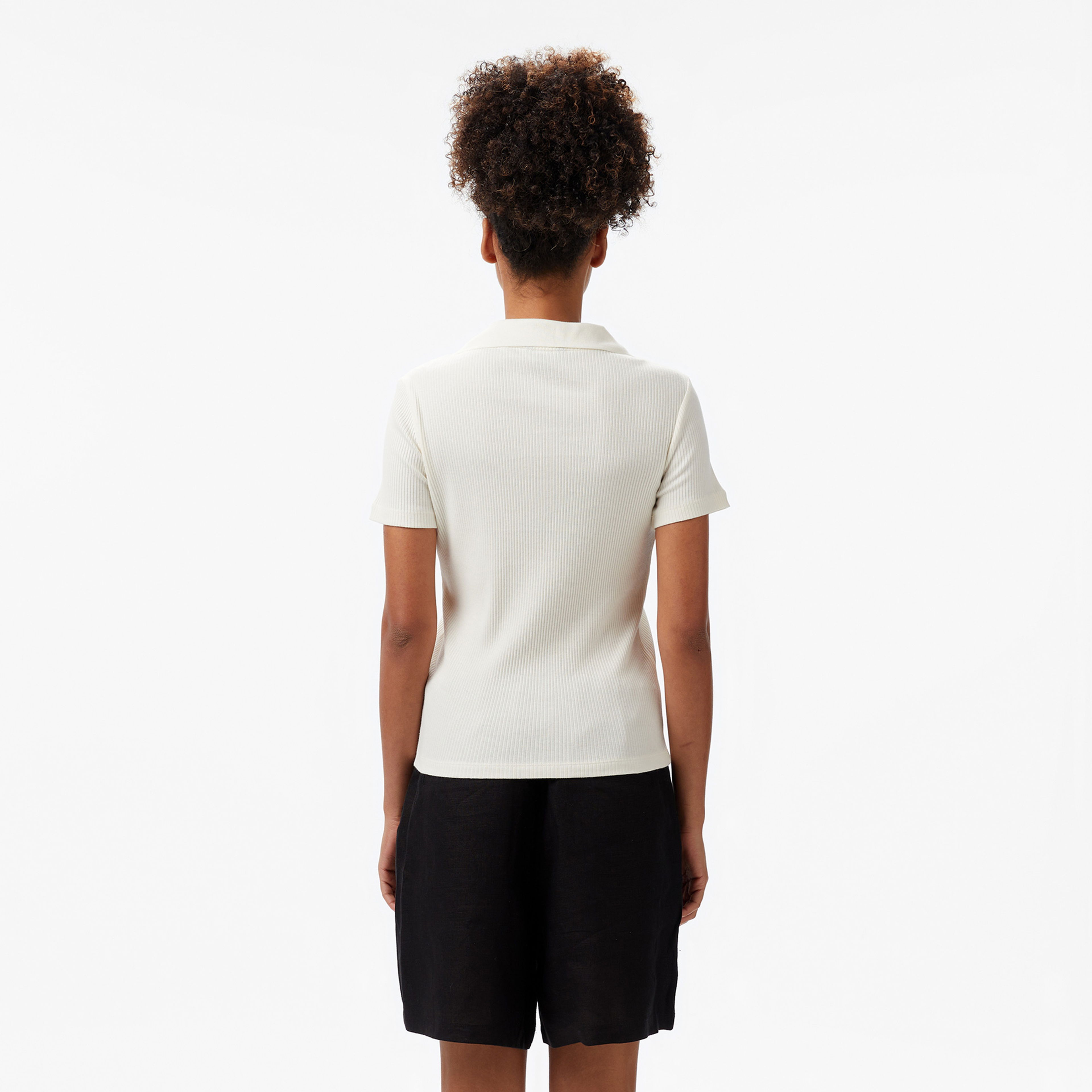 Nautica Kadın Ekru Slim Fit Polo Yaka T-Shirt