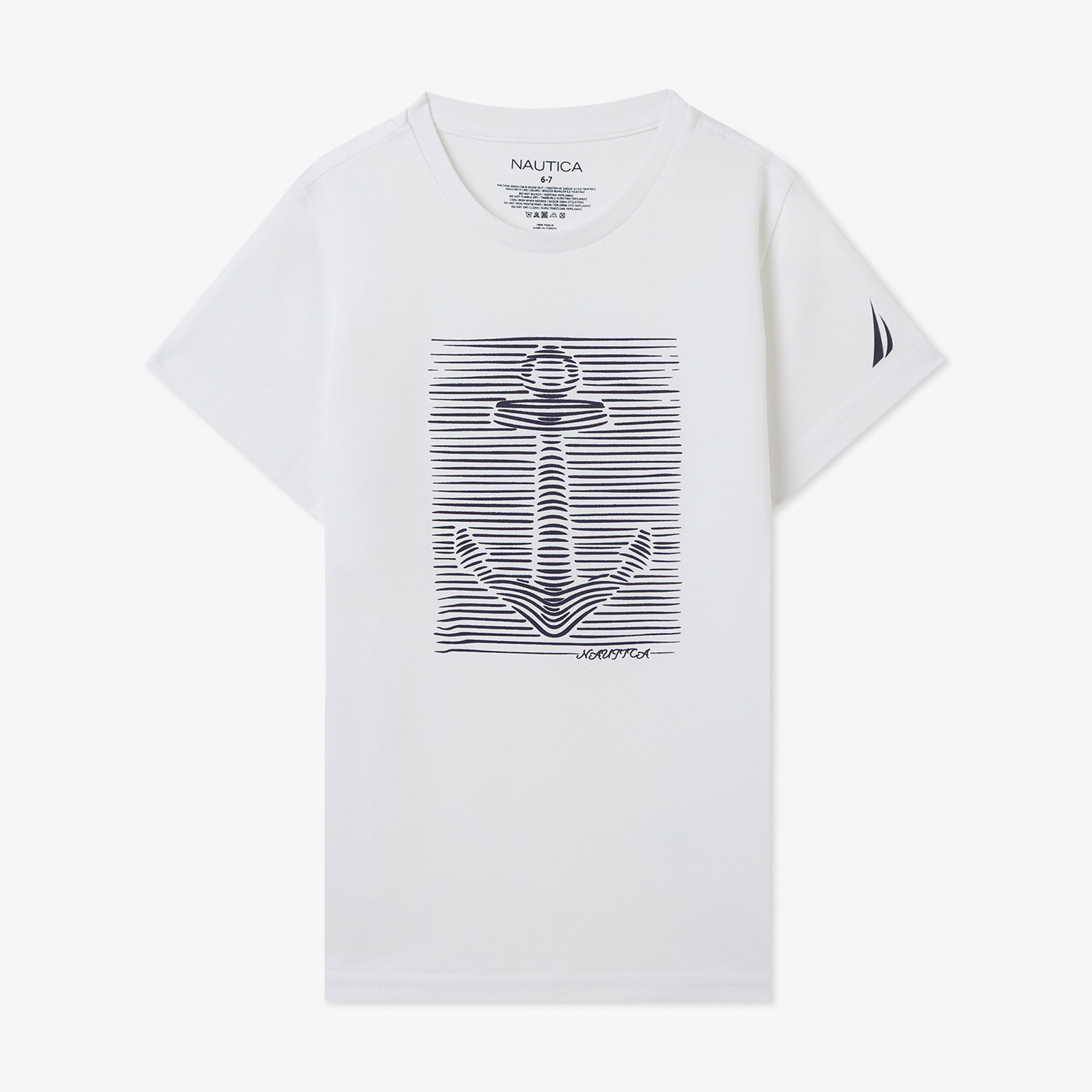 Nautica Erkek Çocuk Beyaz Regular Fit Baskılı T-Shirt
