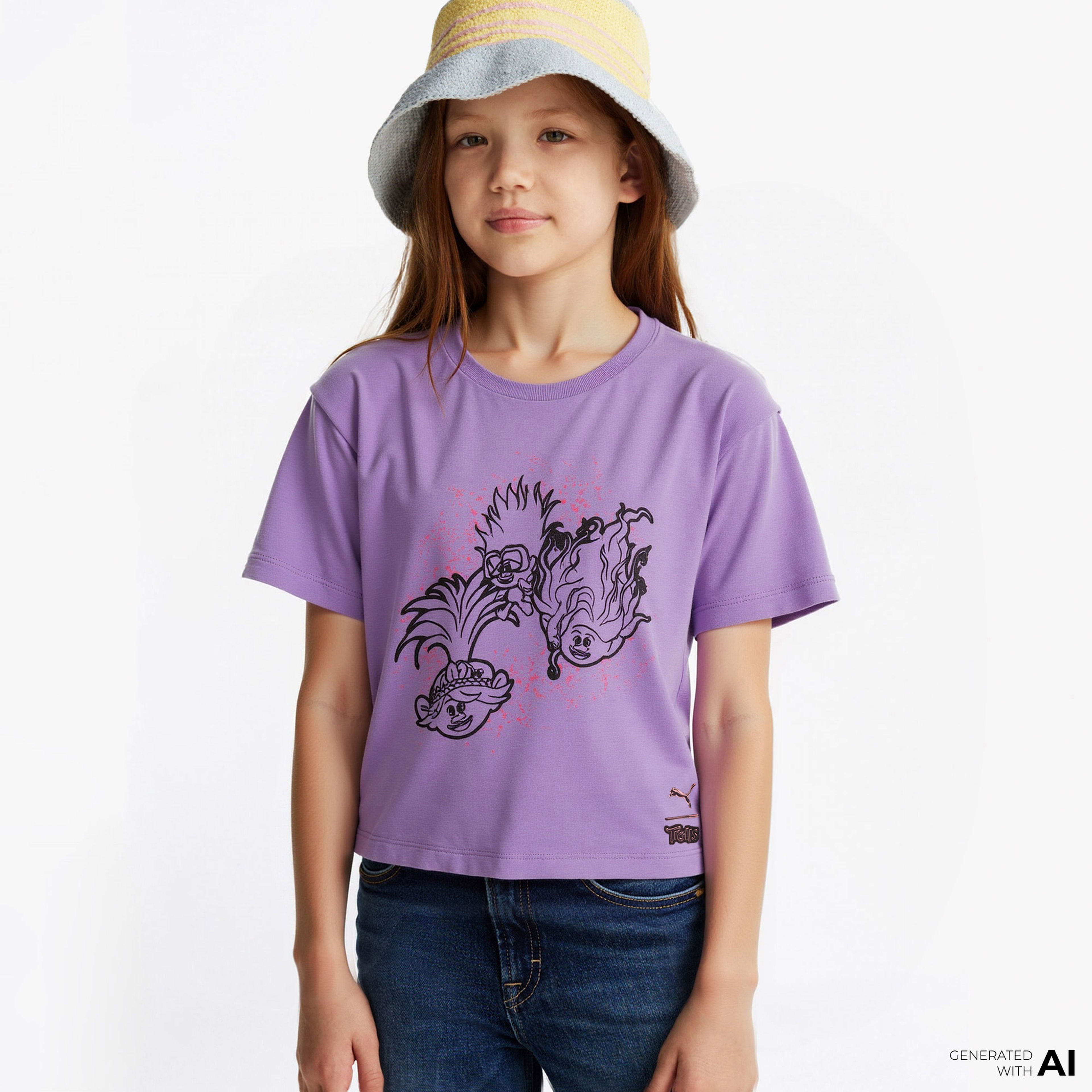 Puma X Trolls Graphic Çocuk Pembe/Mor T-Shirt