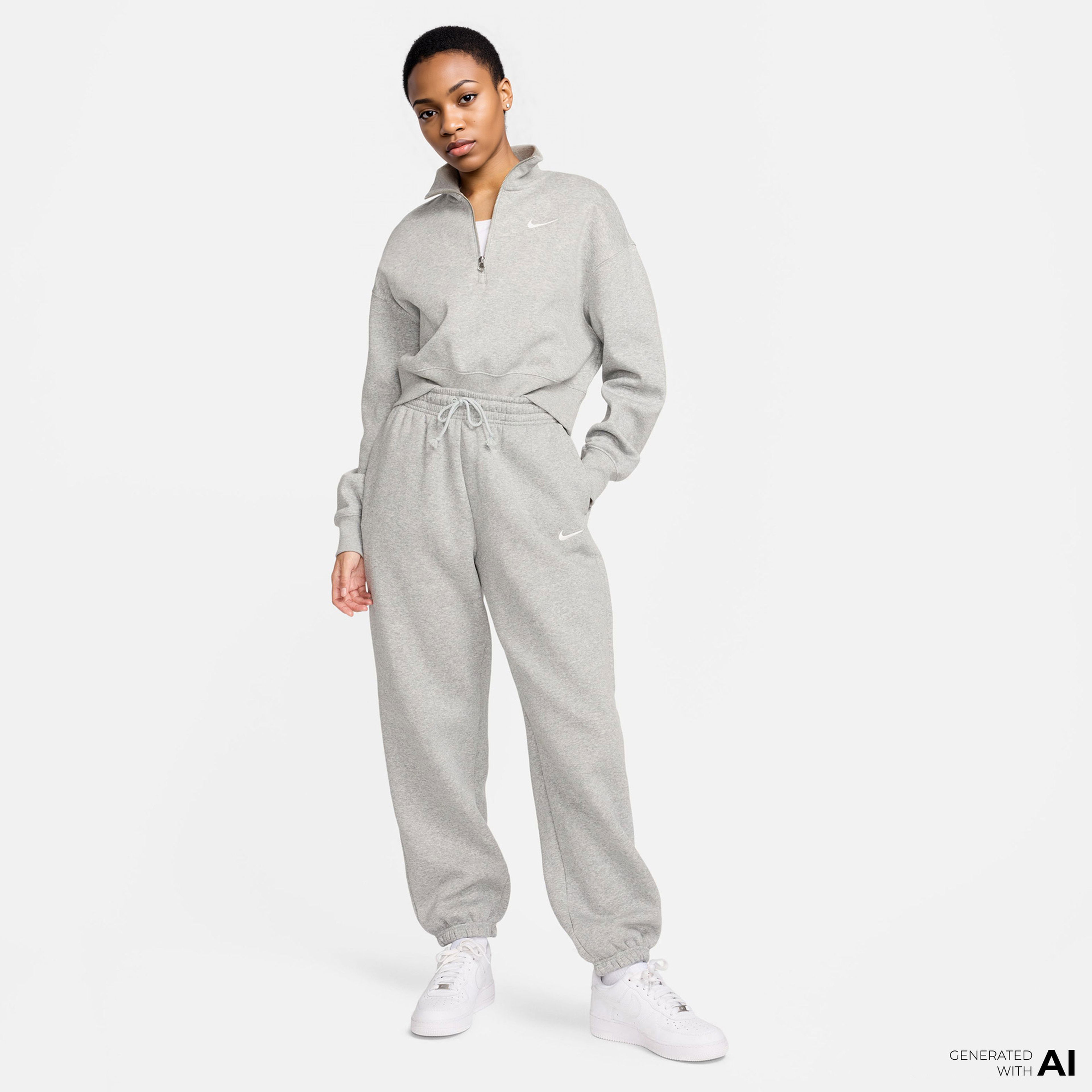 Nike Sportswear Phoenix Fleece Kadın Gri Eşofman Altı
