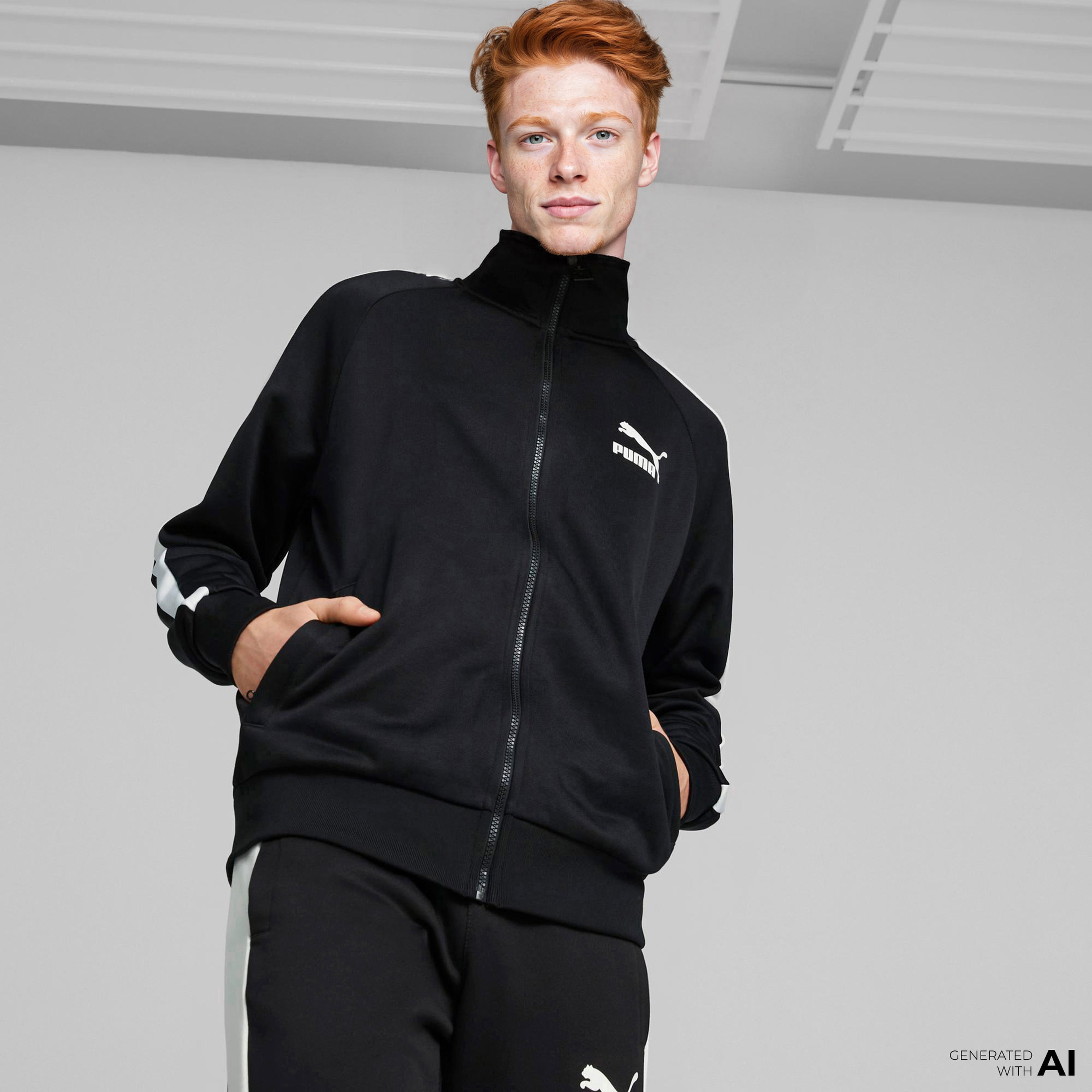 Puma Iconic T7 Erkek Siyah Eşofman Üstü