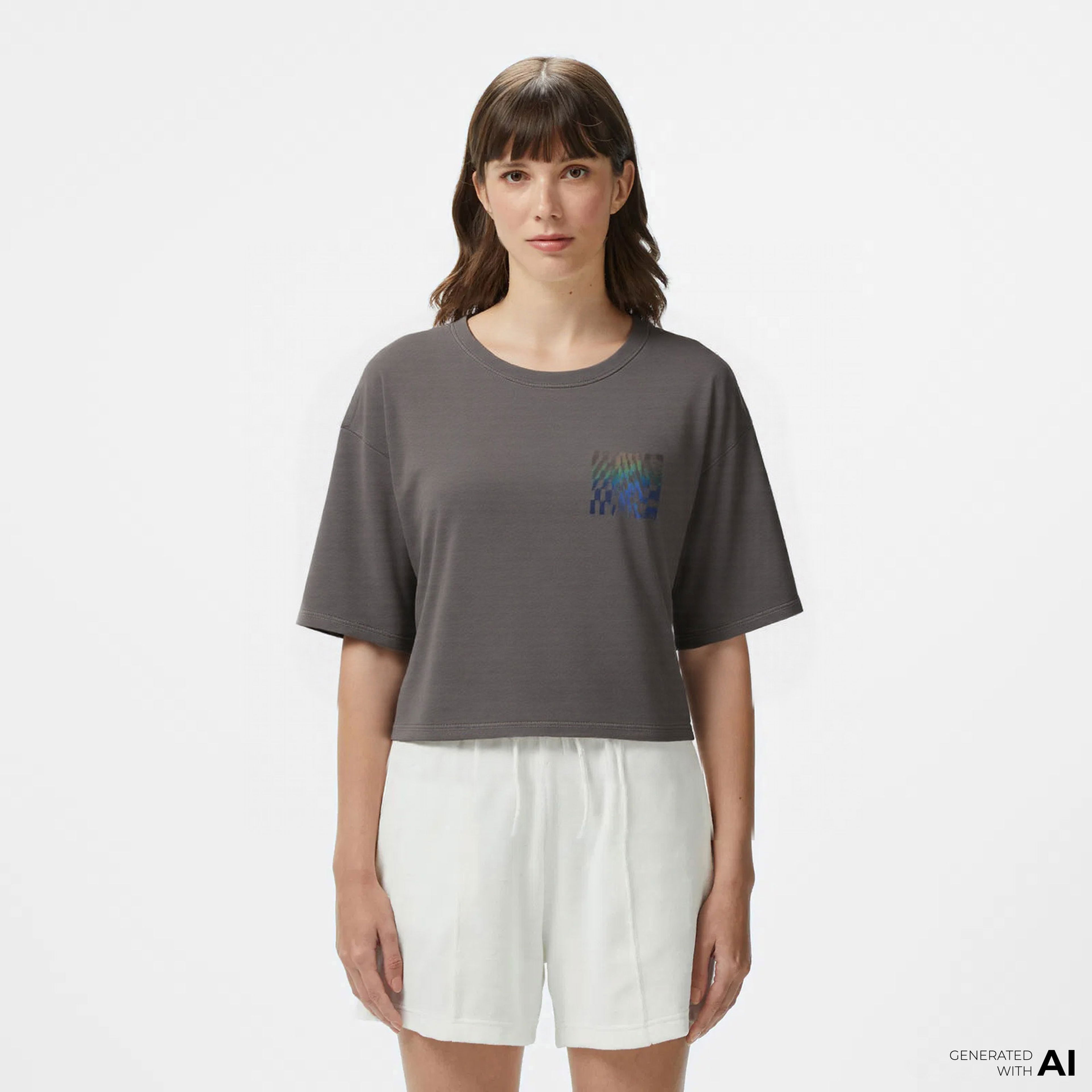 Vans Mte Wildthorn Reflective Boxy Kadın Gri T-Shirt