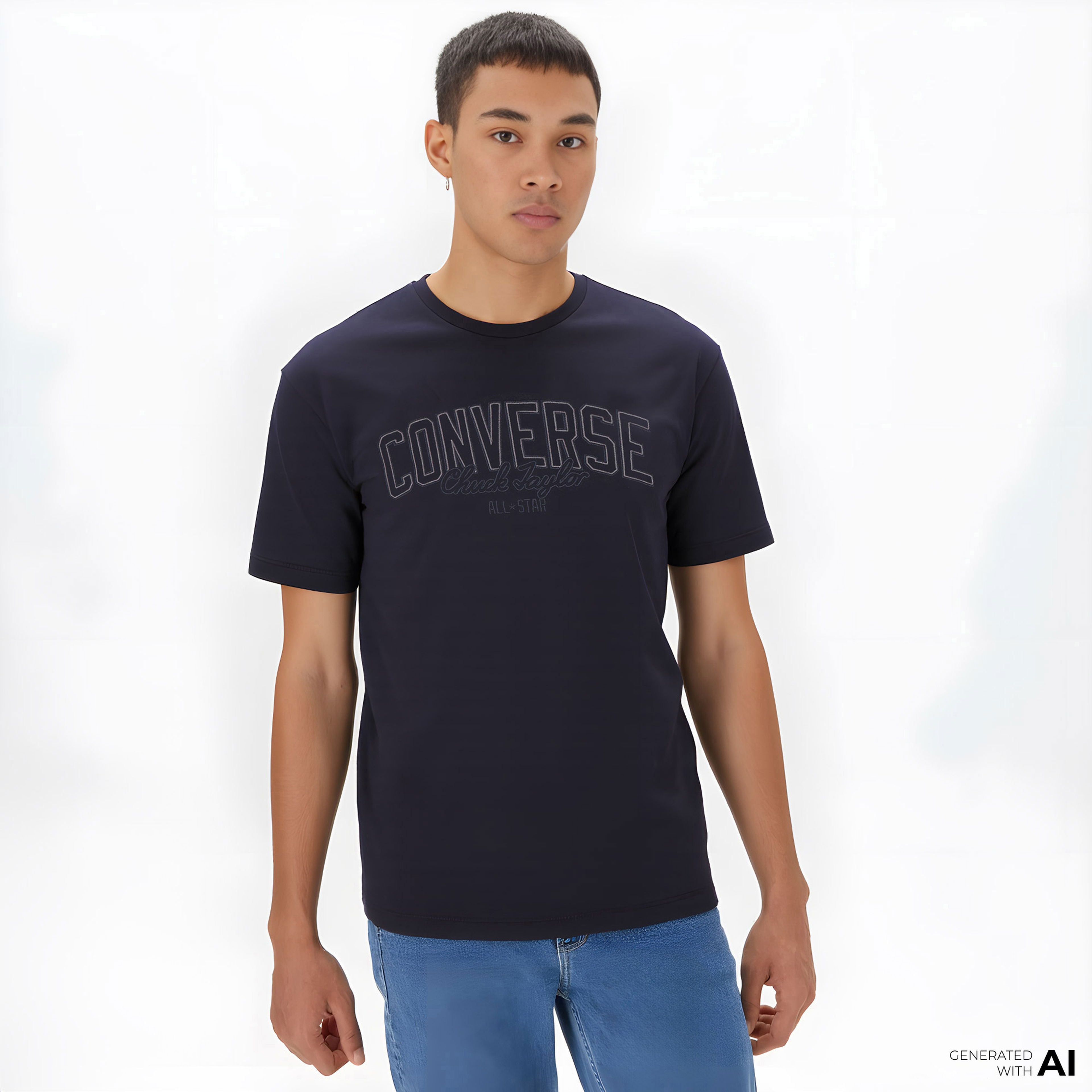 Converse Classic Kadın Baskılı Siyah T-Shirt