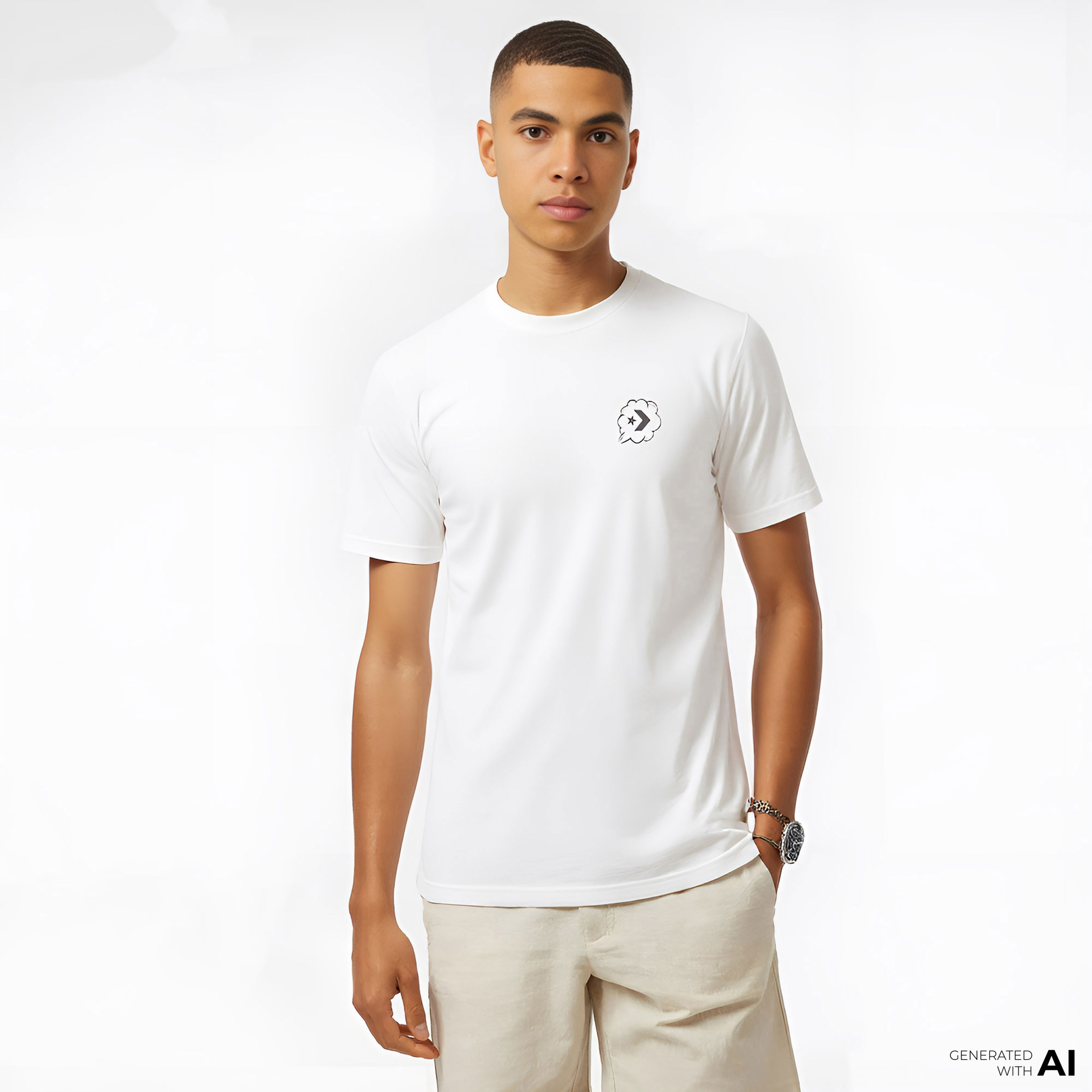 Converse Classic Erkek Grafik Baskılı Beyaz T-Shirt
