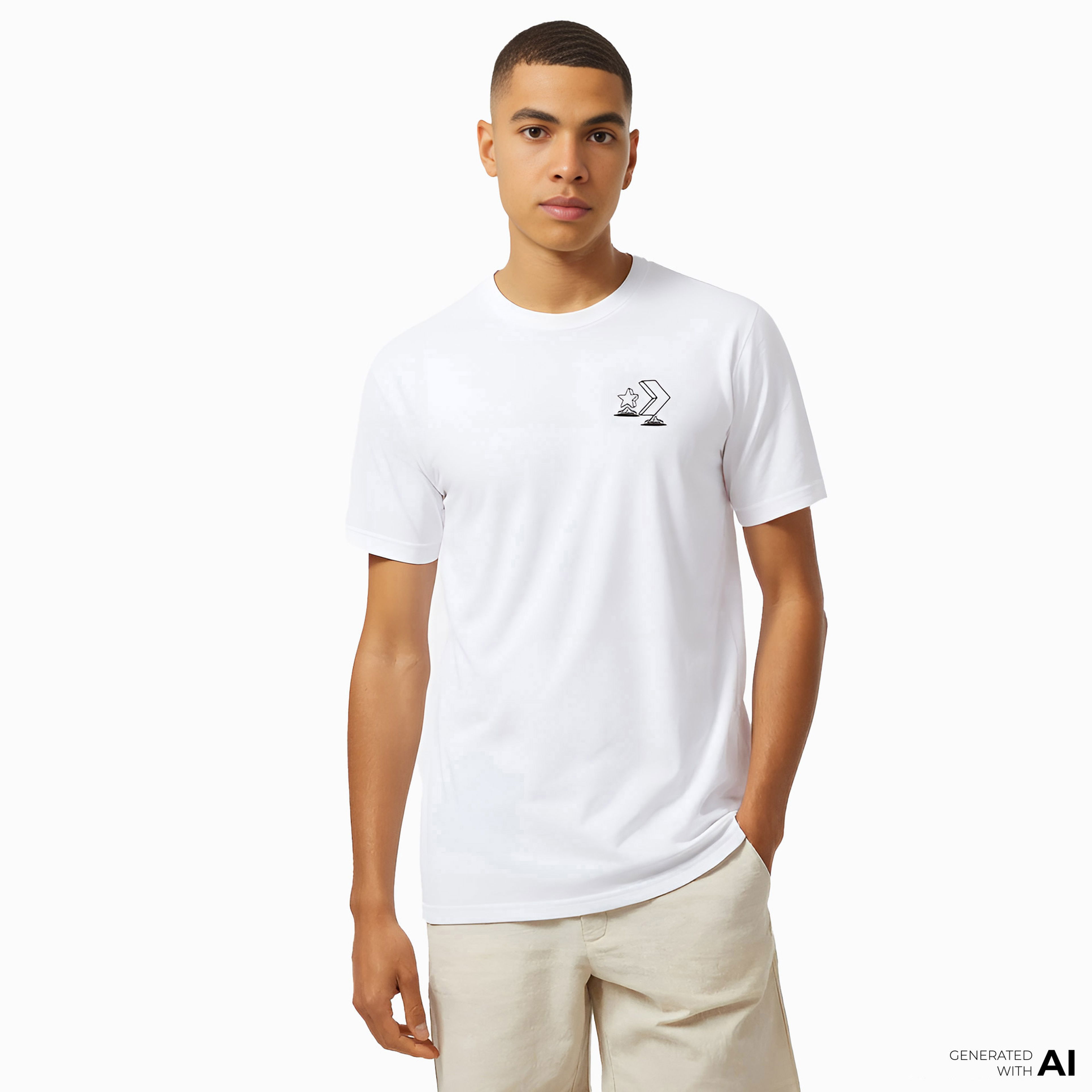 Converse Skateboarding Star Chevron Erkek Beyaz T-Shirt