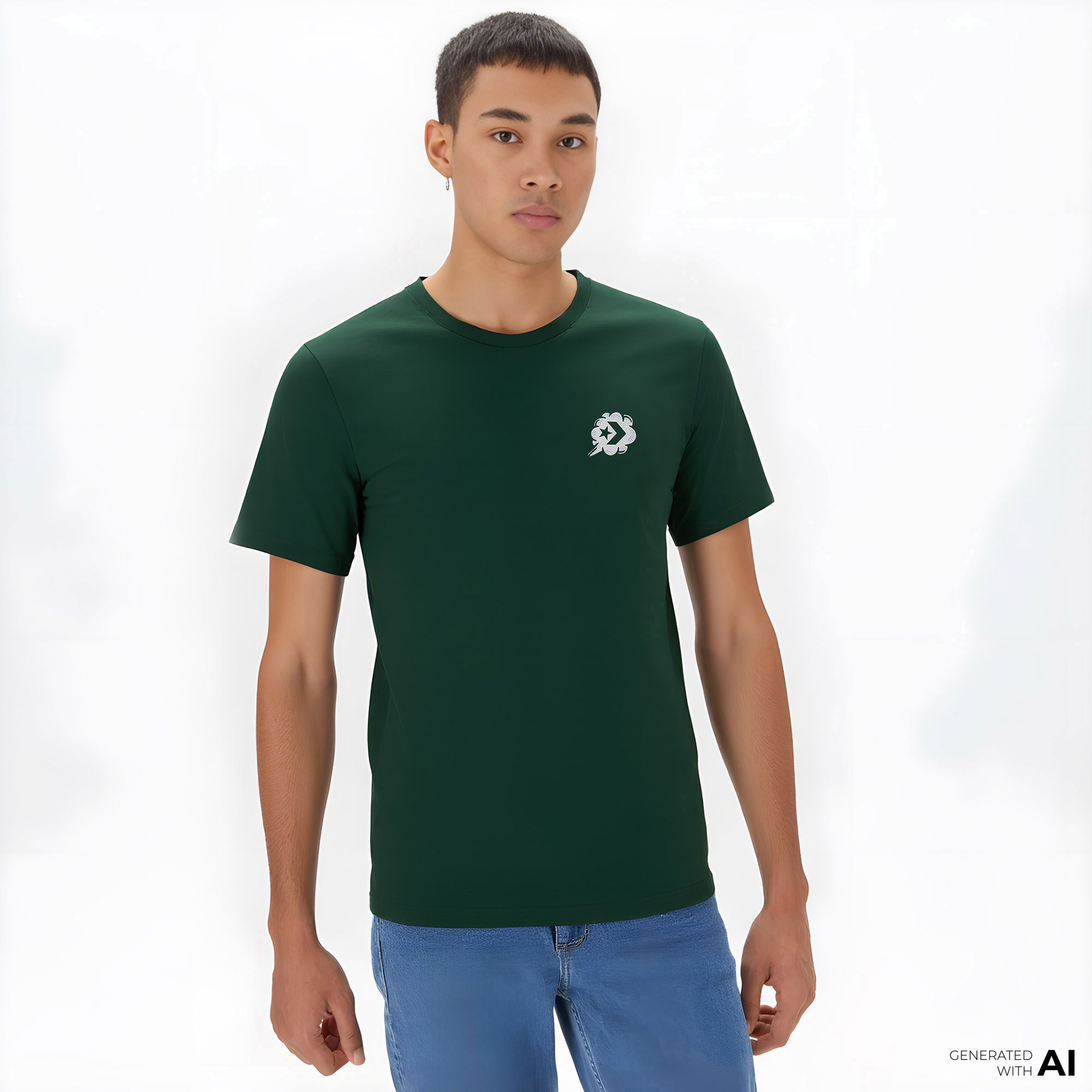 Converse Classic Erkek Grafik Baskılı Yeşil T-Shirt