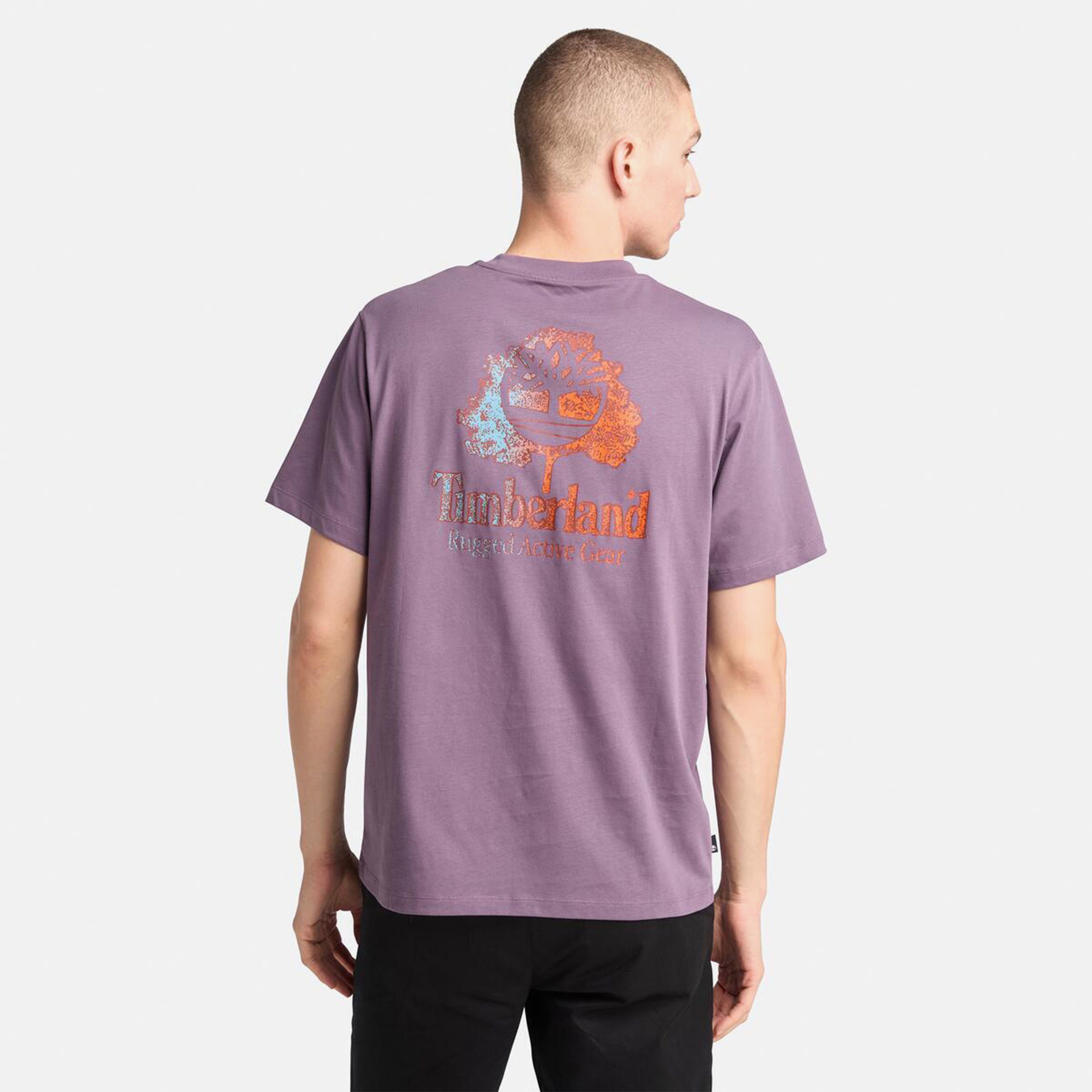 Timberland Rugged Active Gear Back Graphic Erkek Mor T-Shirt