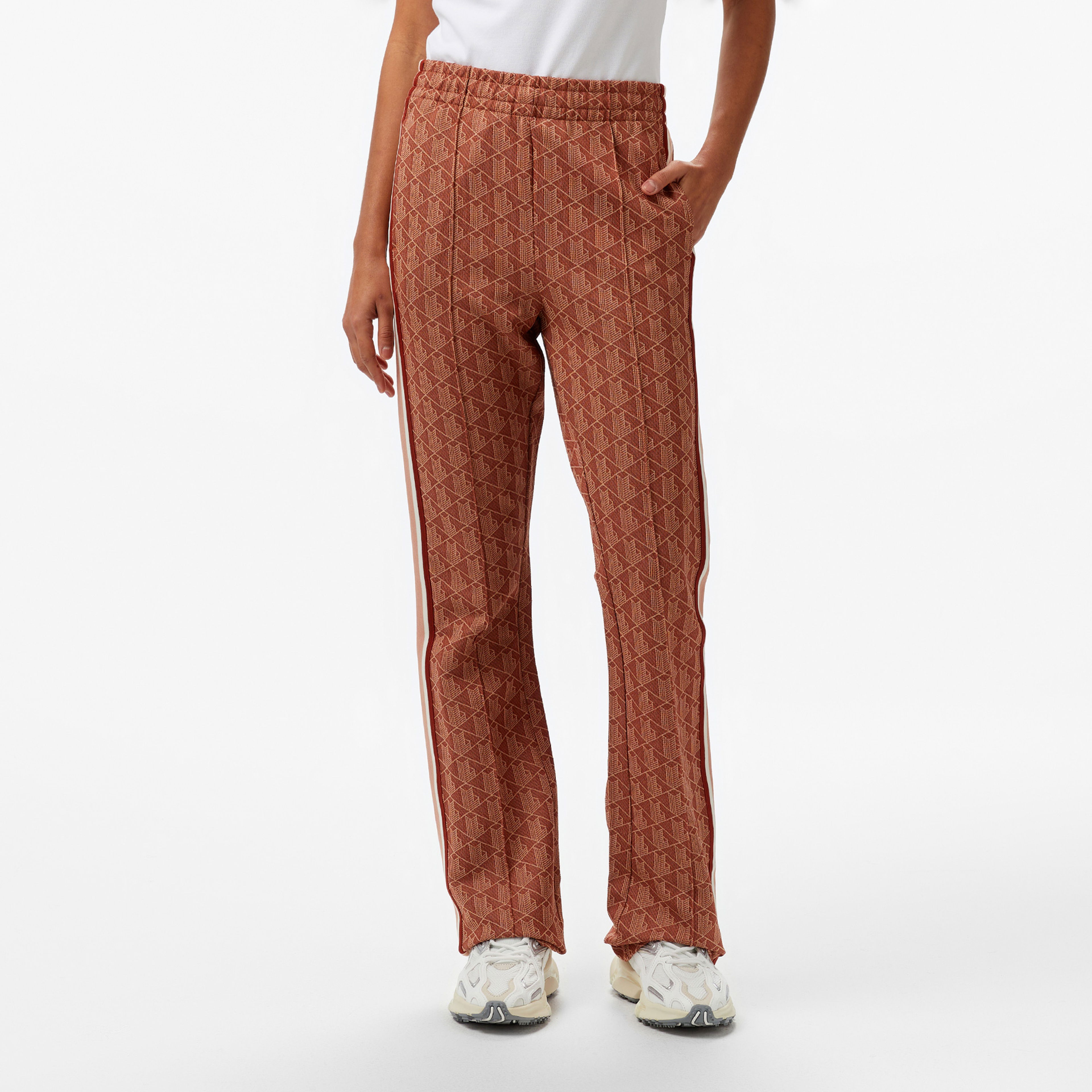 Lacoste Flare Fit Monogram Kadın Bej Eşofman Altı