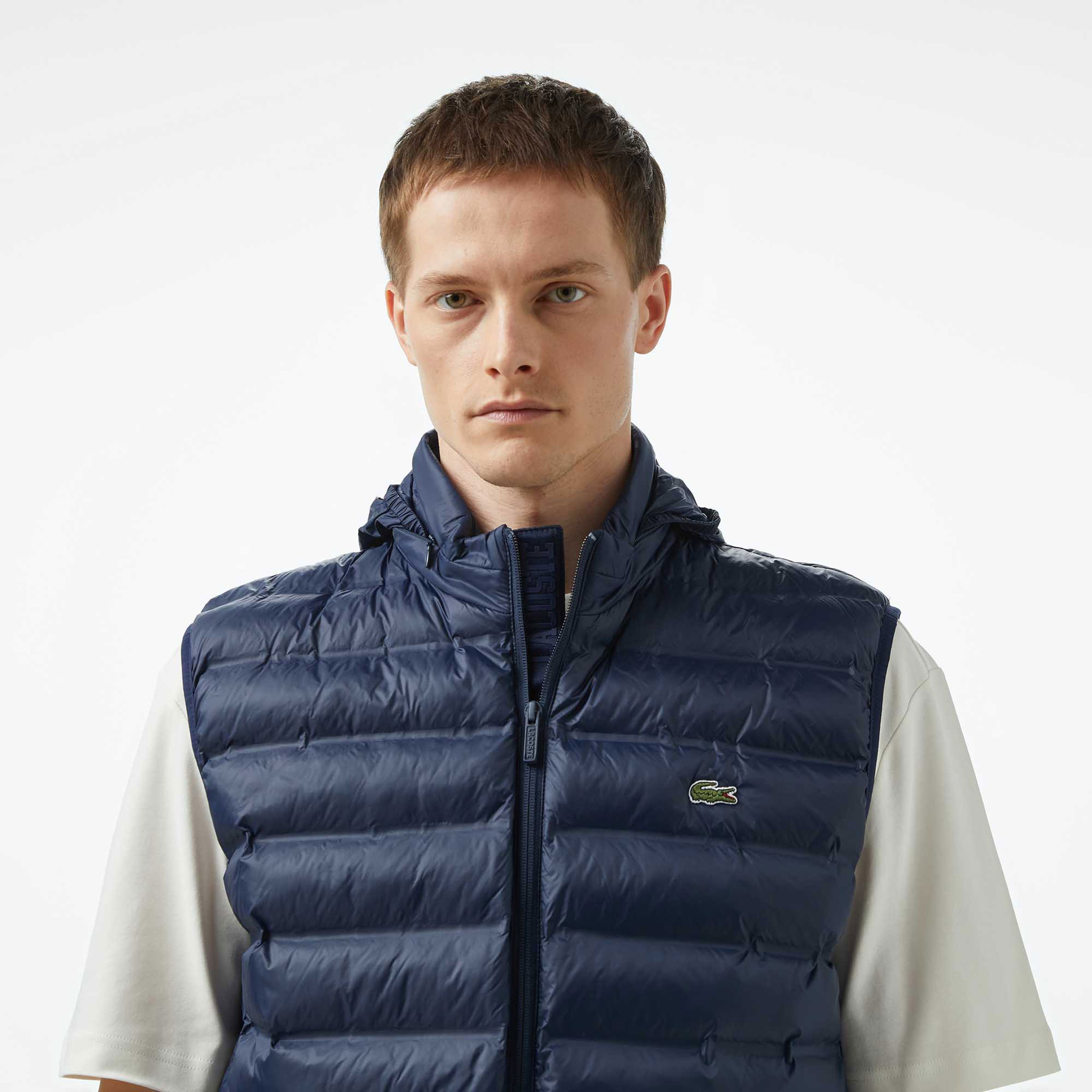 Lacoste Erkek Slim Fit Kapüşonlu Lacivert Yelek