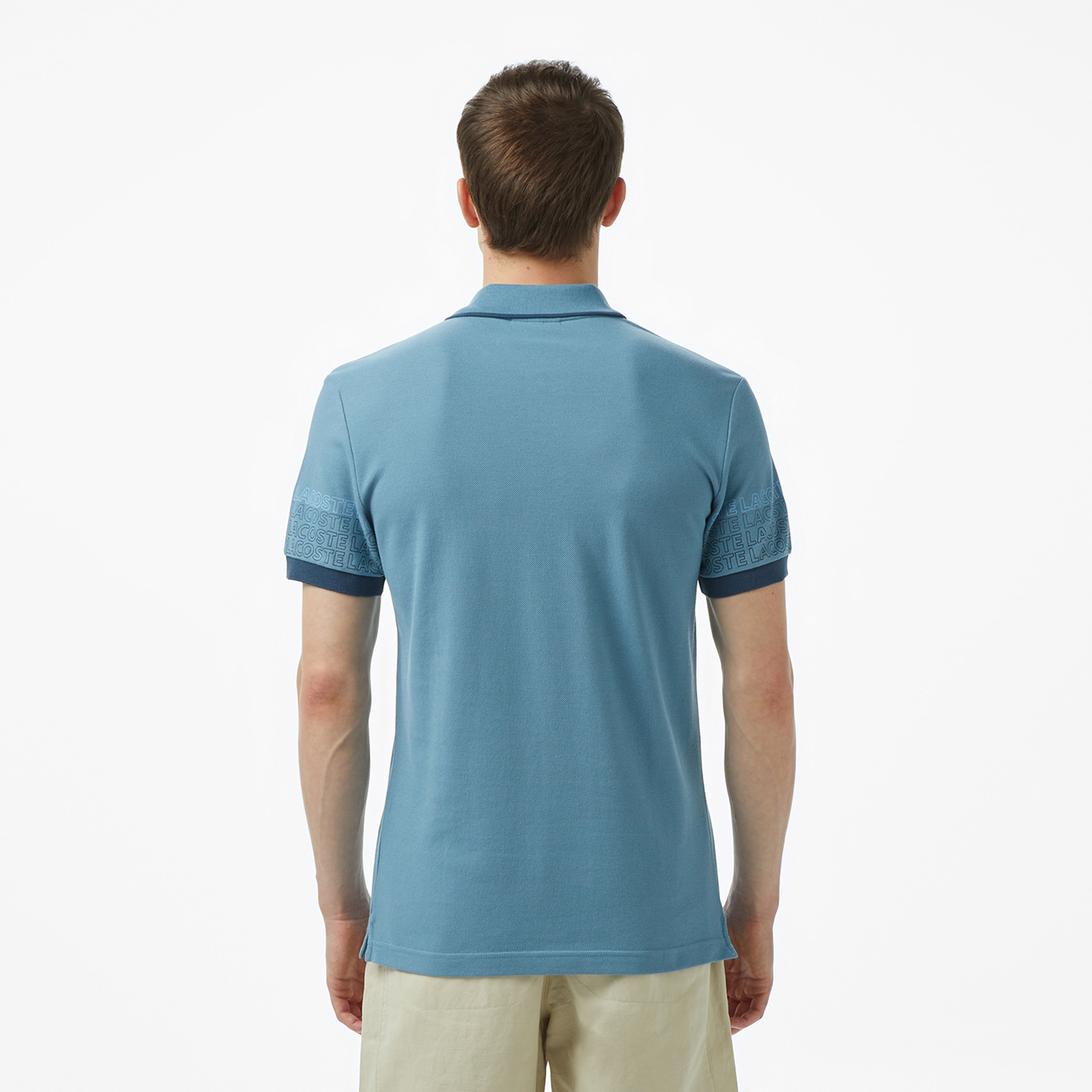 Lacoste Loose Fit Erkek Baskılı Mavi Polo