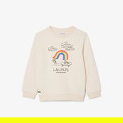 Lacoste Çocuk Bisiklet Yaka Desenli Krem Sweatshirt
