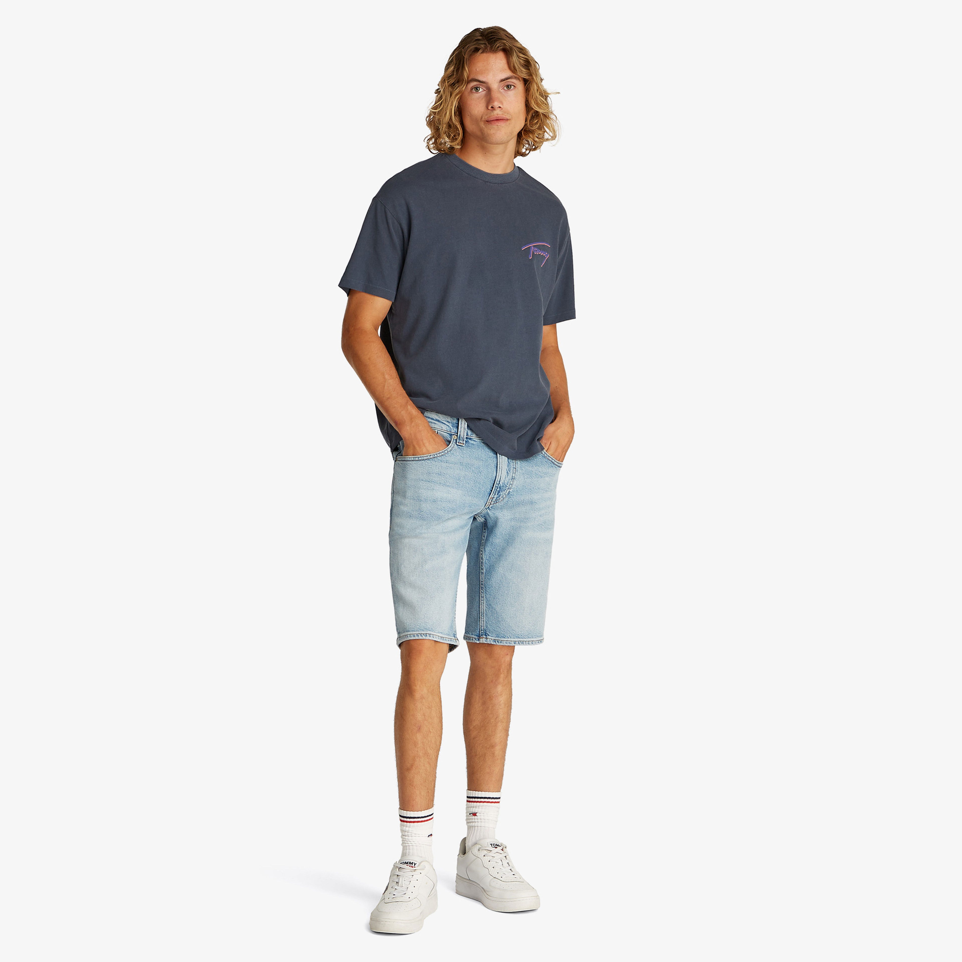 Tommy Jeans Faded Graphic Erkek Mavi T-Shirt