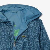 Lacoste Çocuk Kapüşonlu Baskılı Mavi Ceket