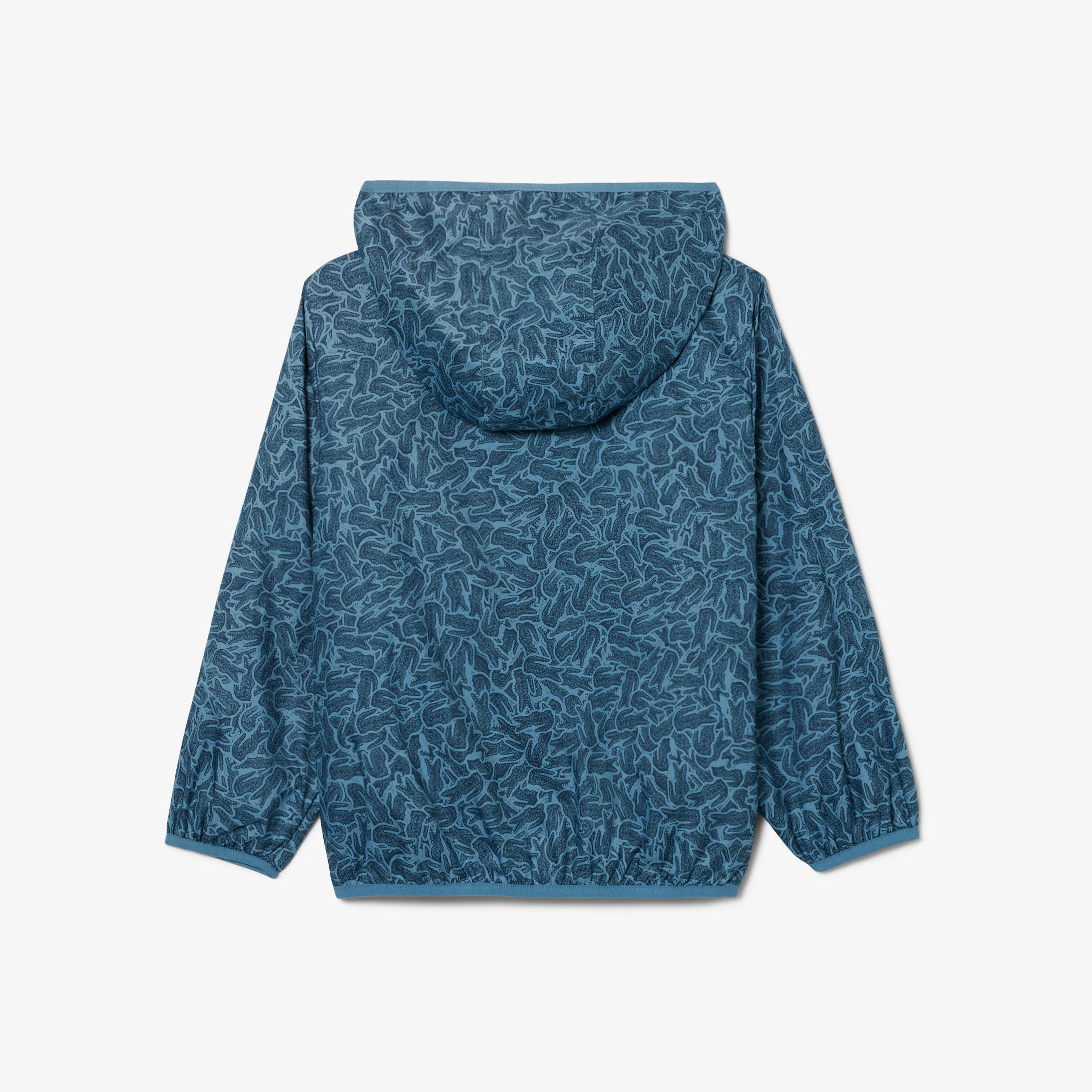 Lacoste Çocuk Kapüşonlu Baskılı Mavi Ceket