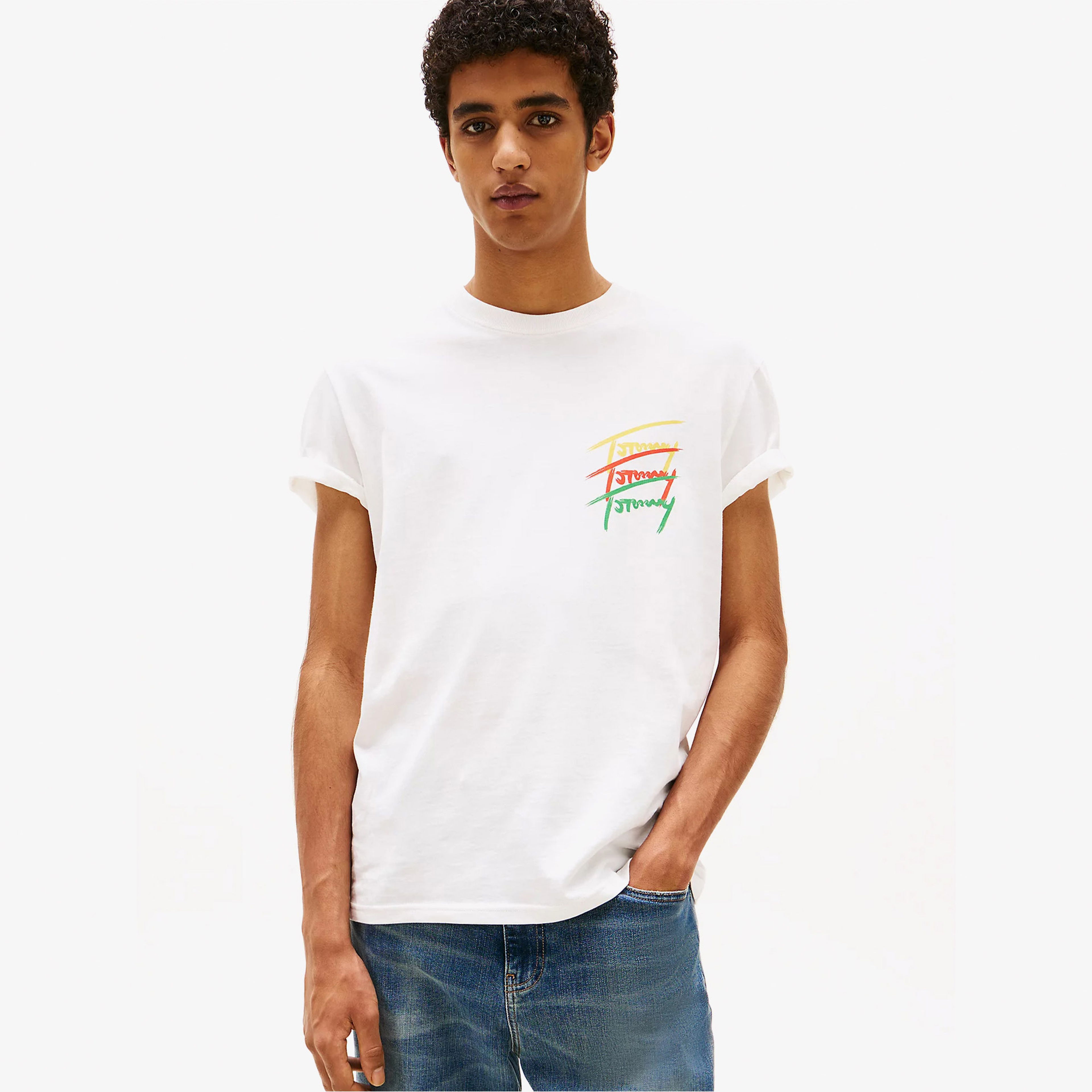 Tommy Jeans Regular Twisted Erkek Beyaz T-Shirt