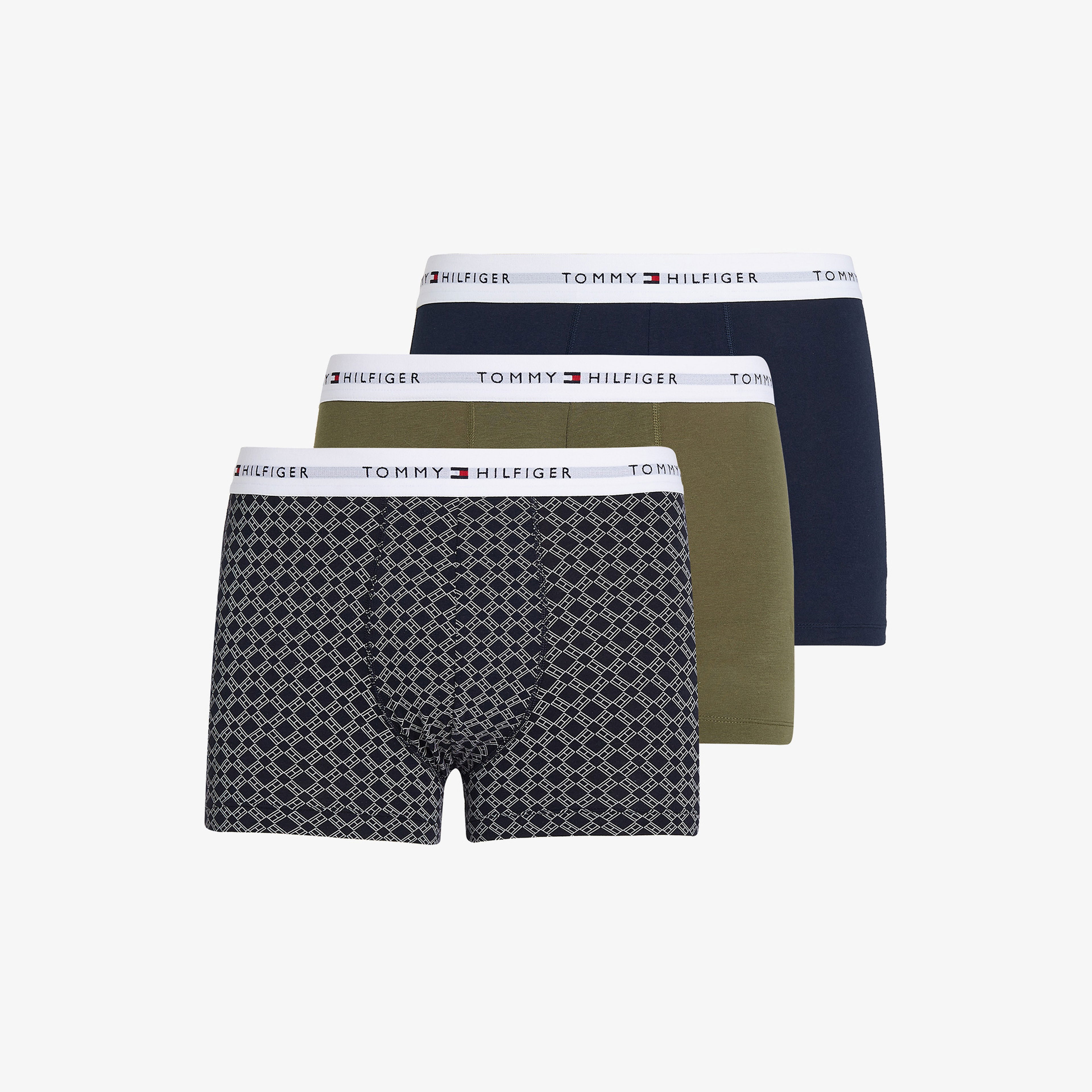 Tommy Hilfiger 3 Parça Trunk Print Erkek Gri Boxer