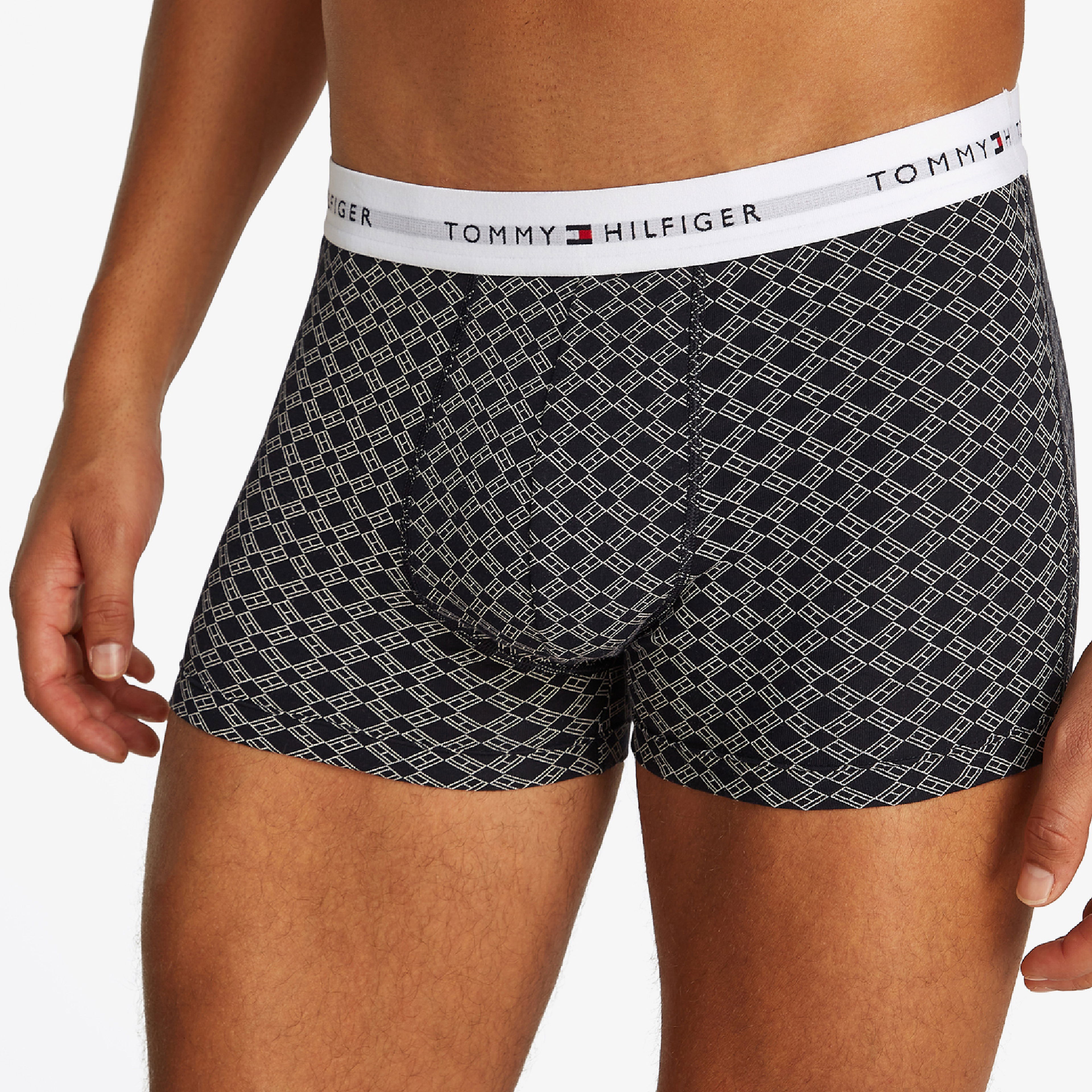 Tommy Hilfiger 3 Parça Trunk Print Erkek Gri Boxer