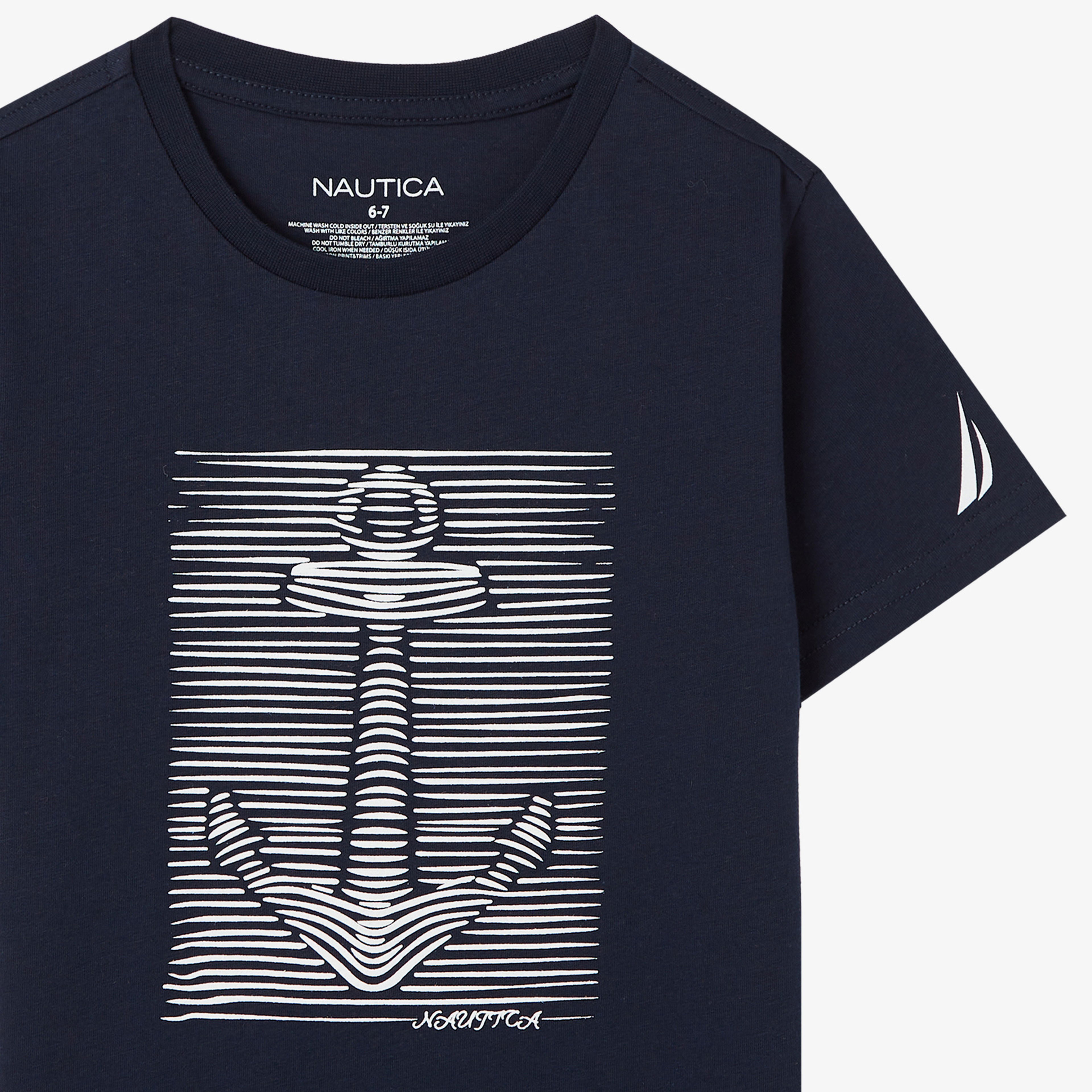 Nautica Standart Fit Desenli Çocuk Lacivert T-Shirt