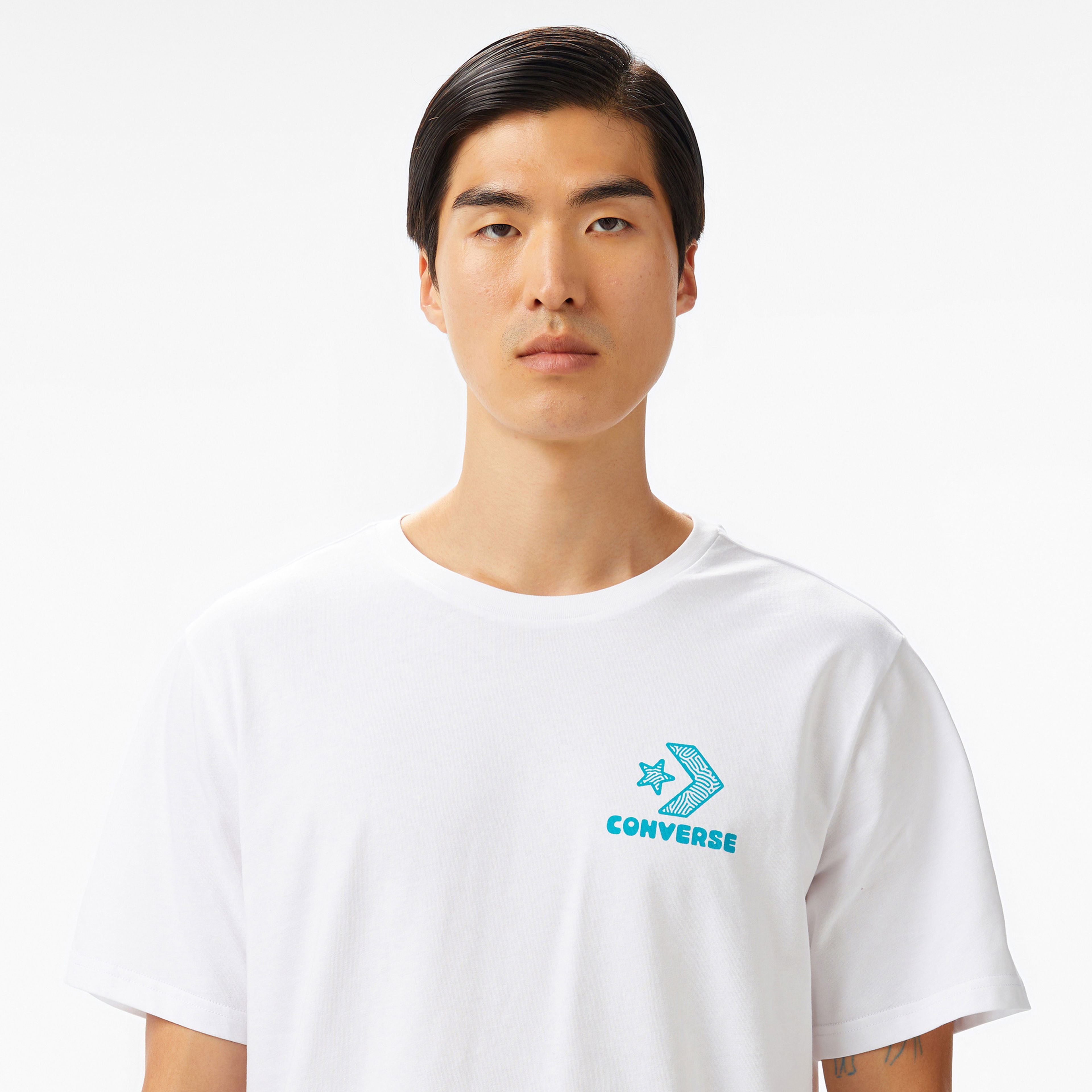 Converse Nature Center Erkek Grafik Baskılı Beyaz T-Shirt