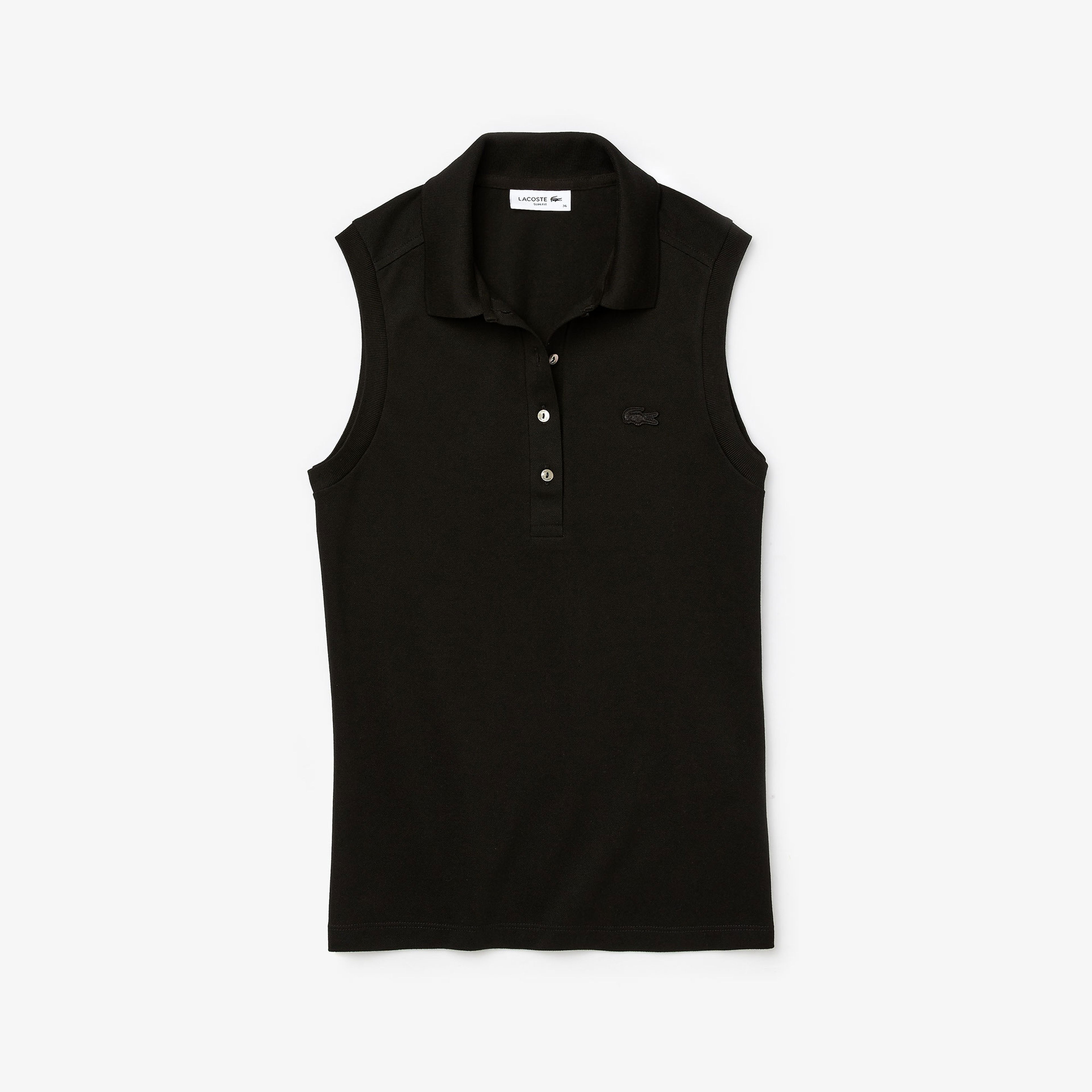 Lacoste L.12.D Kadın Slim Fit Kolsuz Siyah Polo