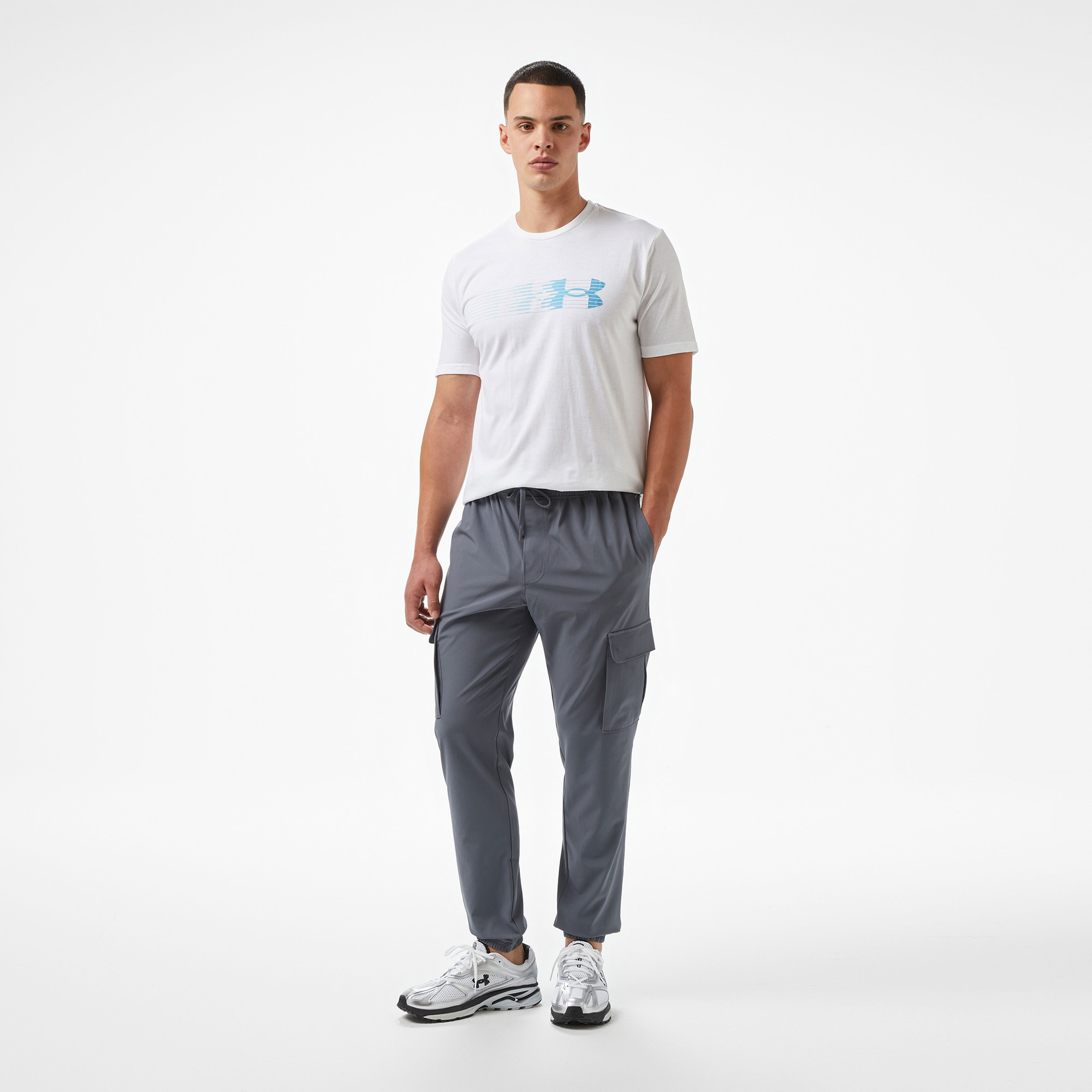 Under Armour Lc Fly in Logo Erkek Beyaz T-Shirt