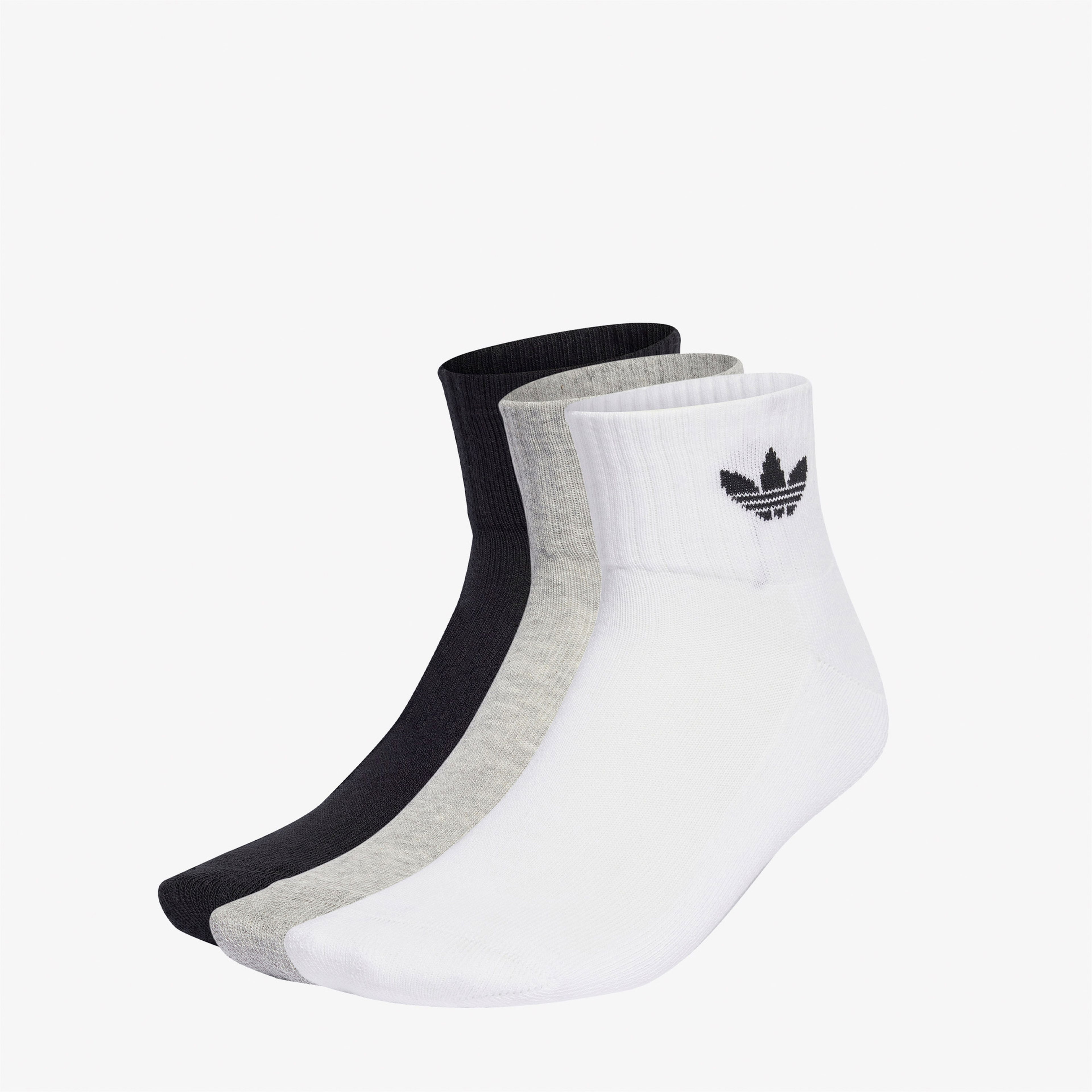 adidas Originals Mid Crew Unisex Siyah/Beyaz/Gri 3'lü Çorap
