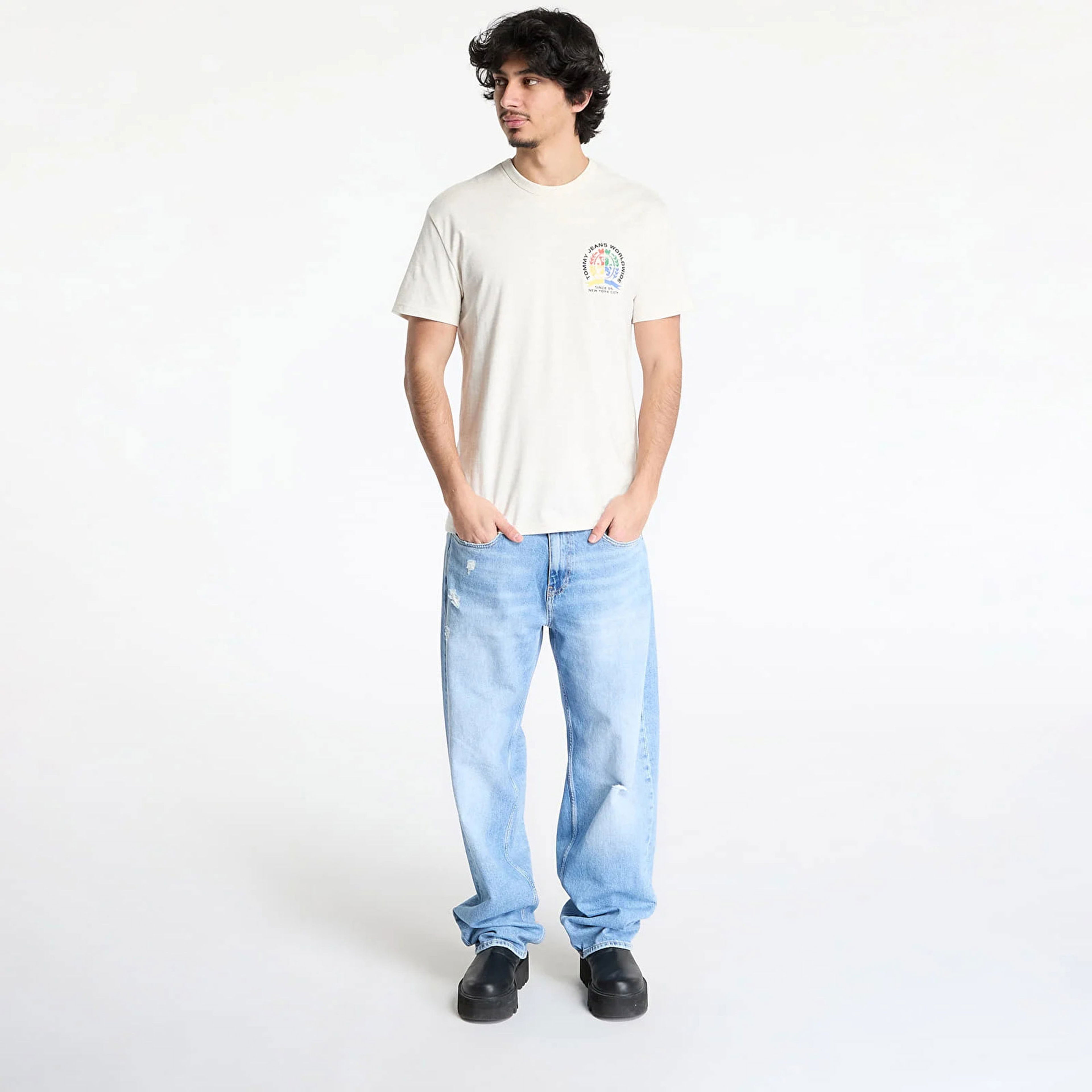 Tommy Jeans Regular Pop Crest Erkek Bej T-Shirt
