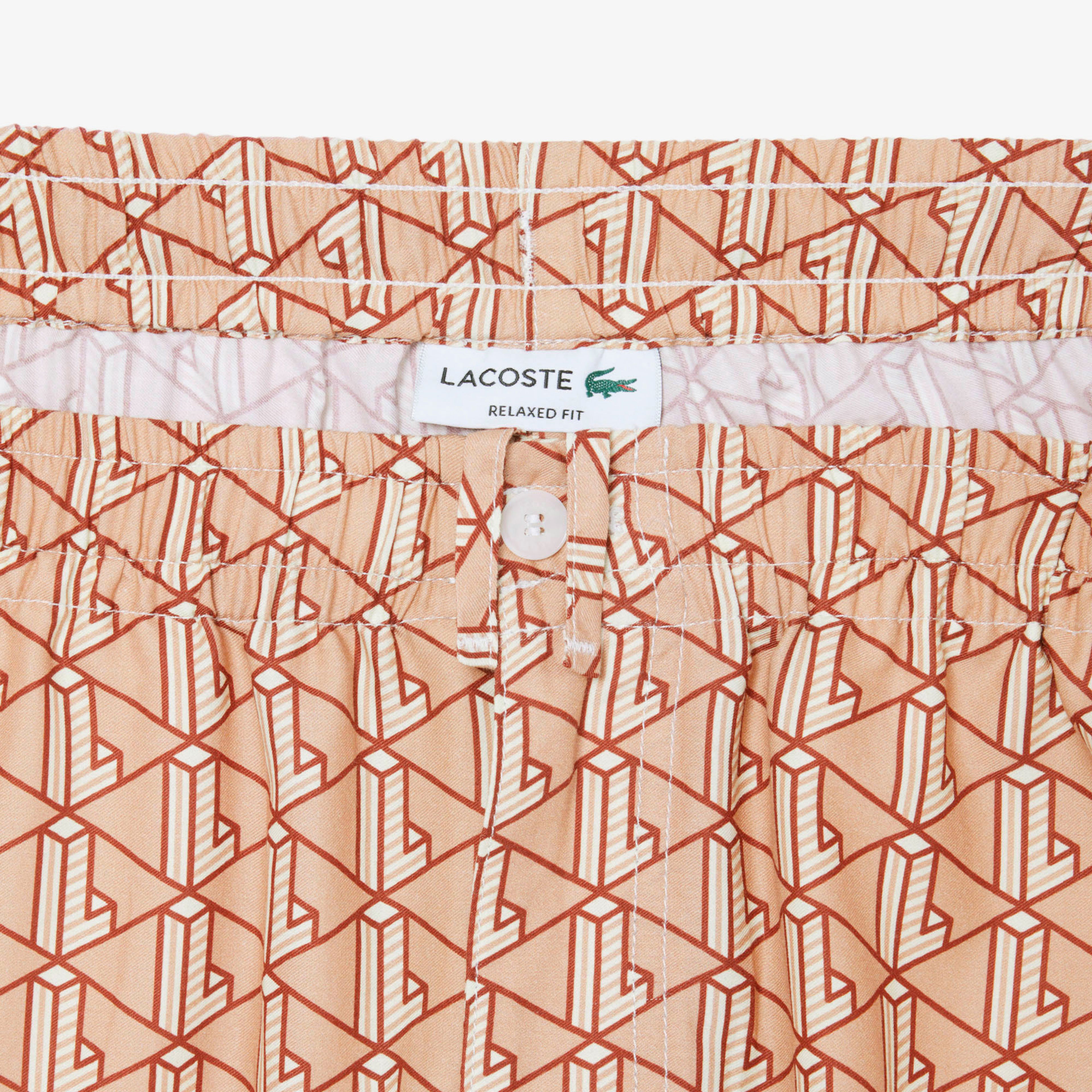 Lacoste Lightweight Monogram Print Erkek Kahverengi Şort