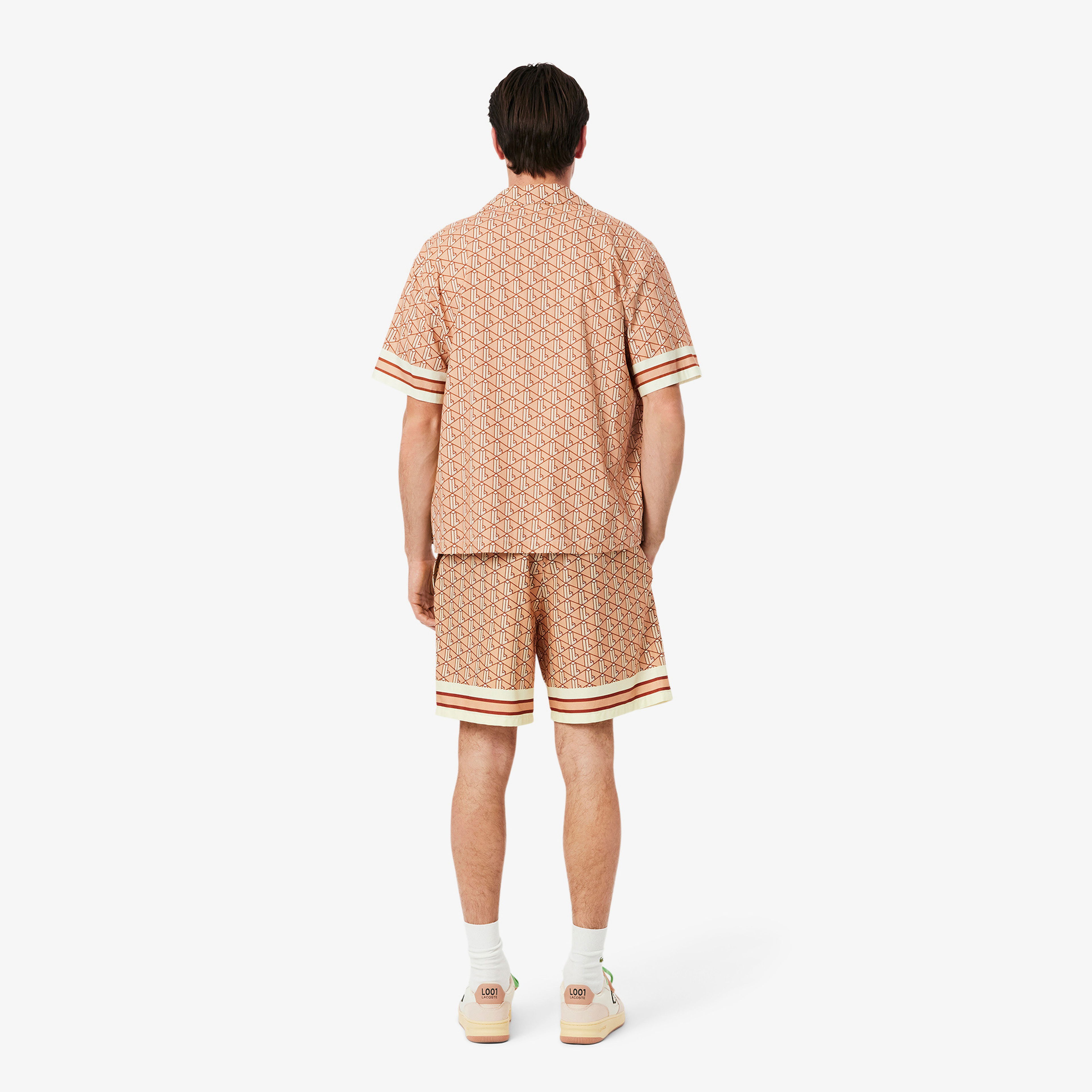 Lacoste Lightweight Monogram Print Erkek Kahverengi Şort