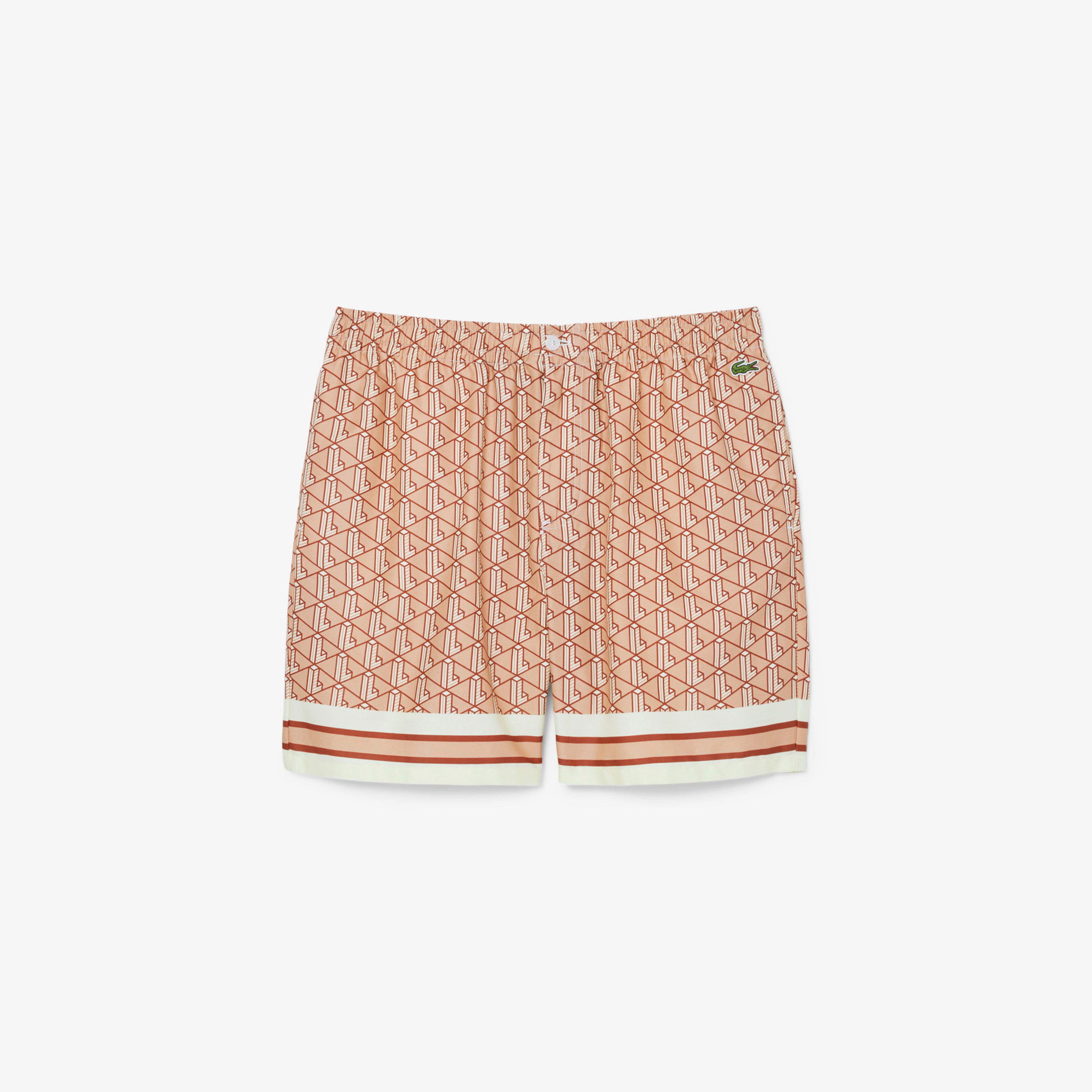 Lacoste Lightweight Monogram Print Erkek Kahverengi Şort