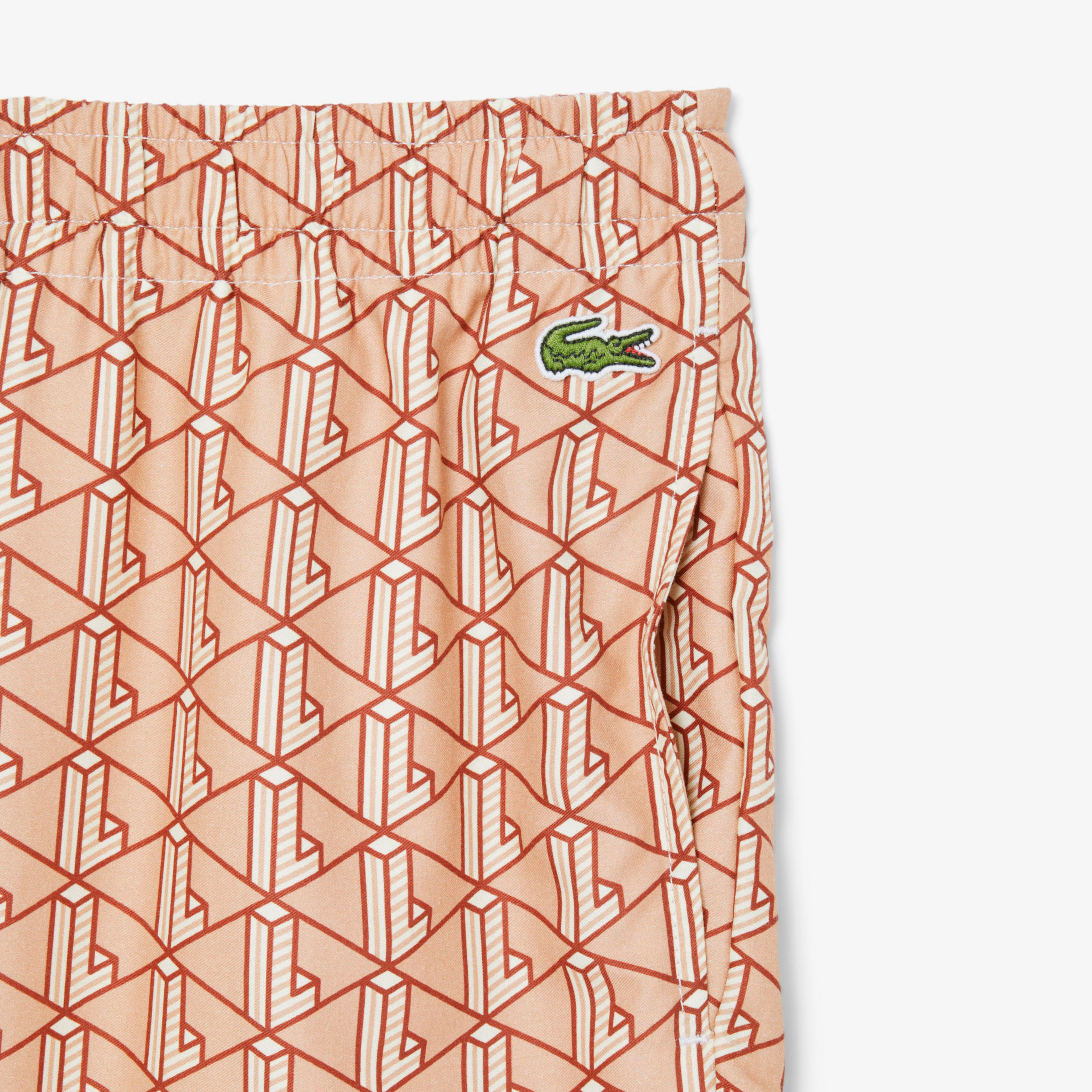 Lacoste Lightweight Monogram Print Erkek Kahverengi Şort