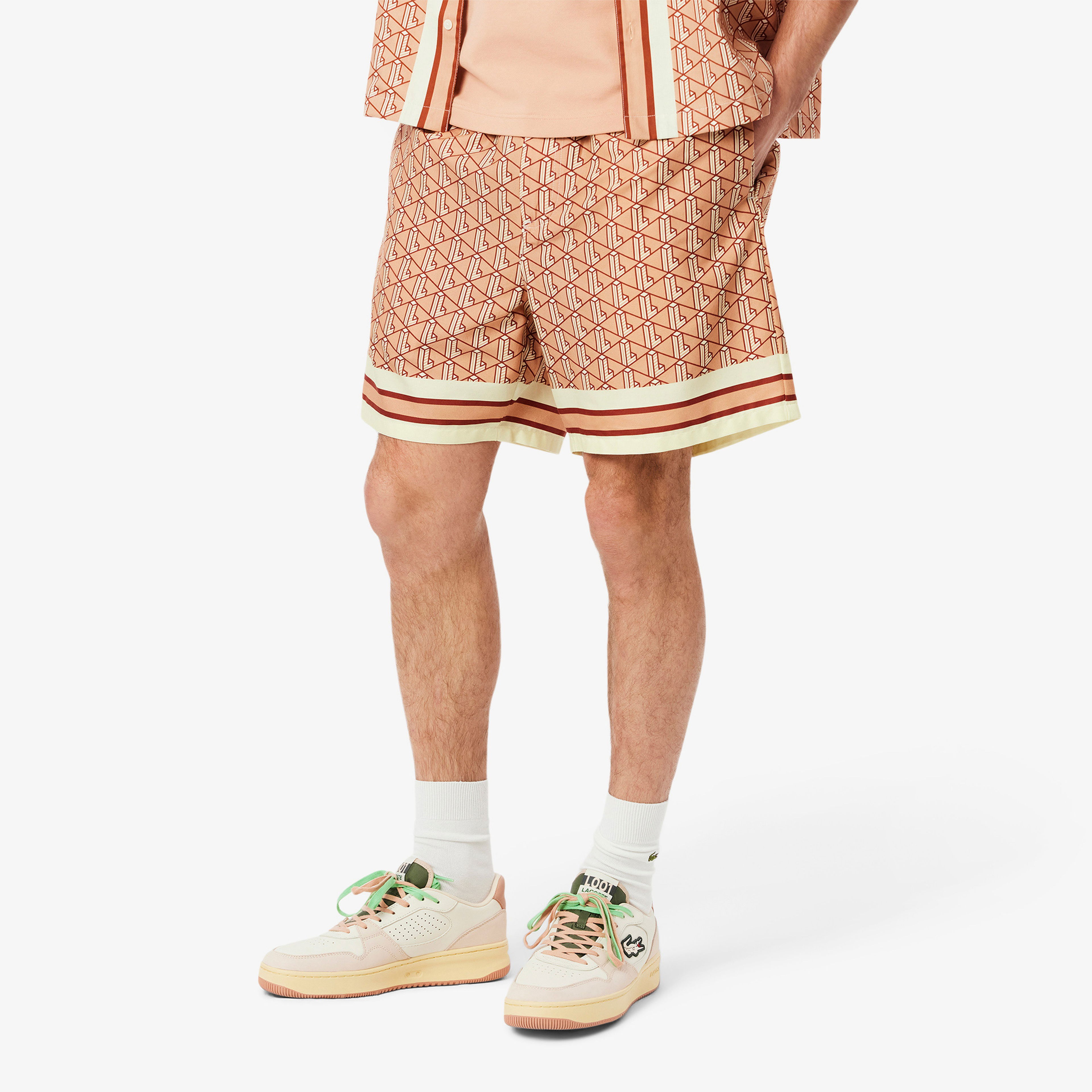 Lacoste Lightweight Monogram Print Erkek Kahverengi Şort