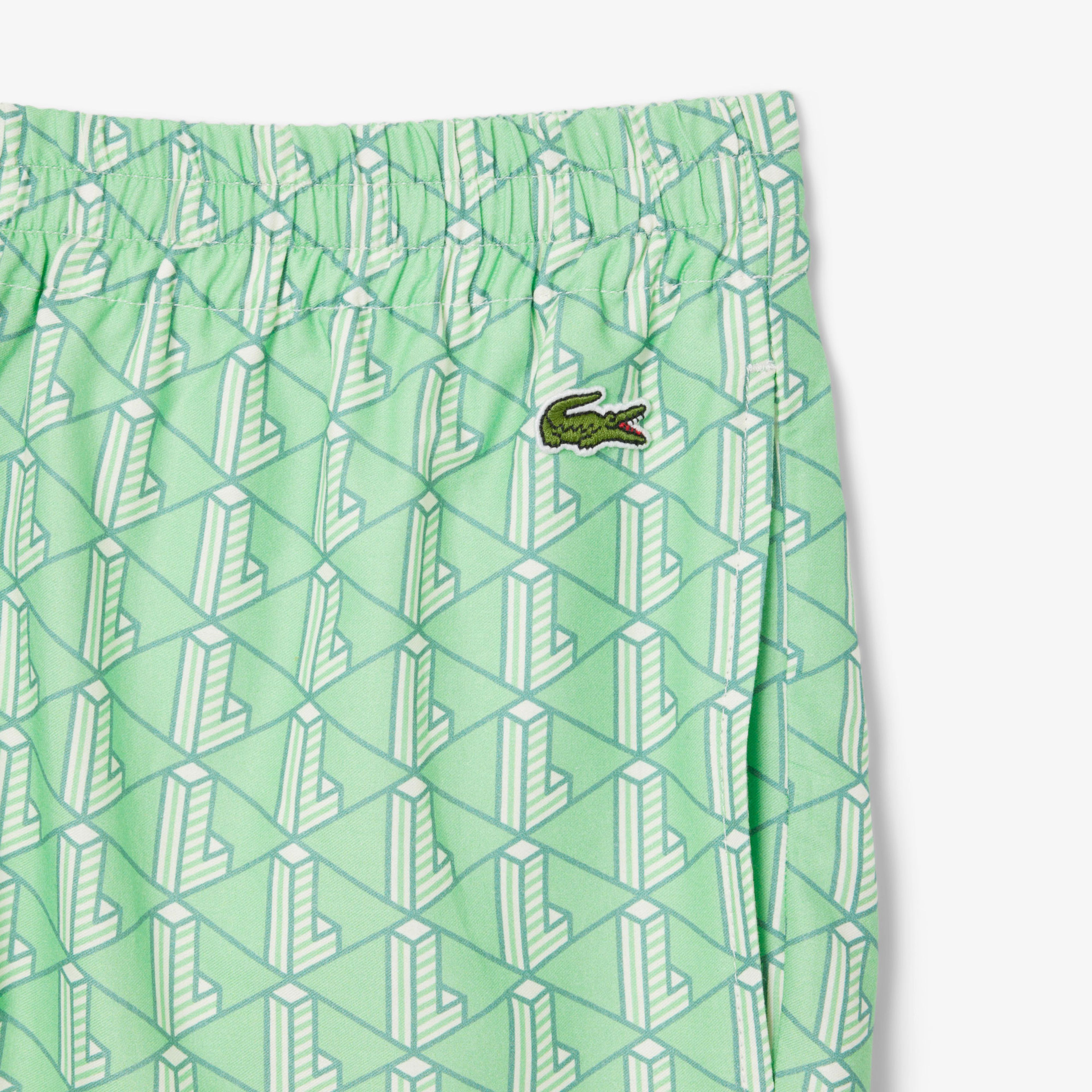 Lacoste Lightweight Monogram Print Erkek Yeşil Şort