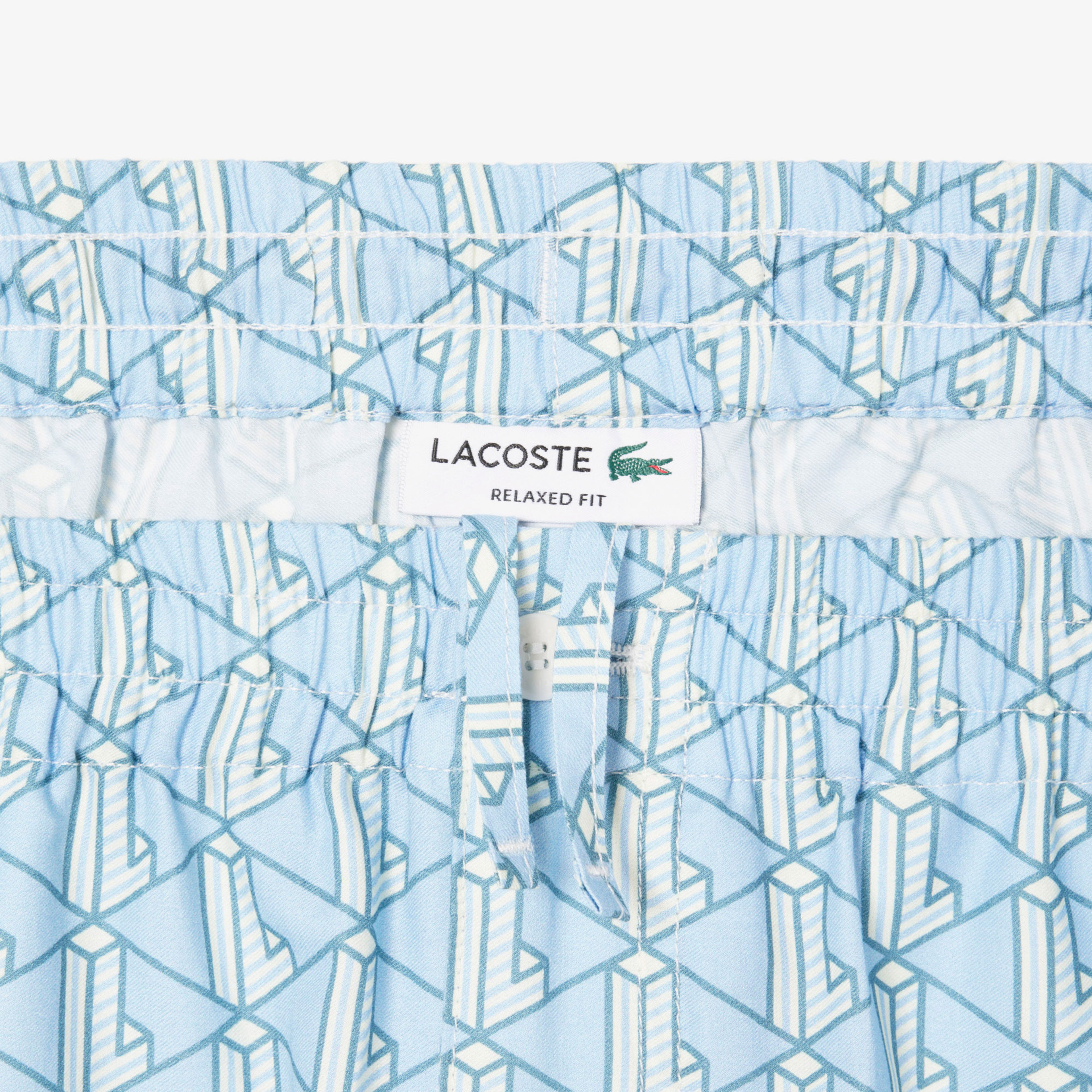 Lacoste Lightweight Monogram Print Erkek Mavi Şort