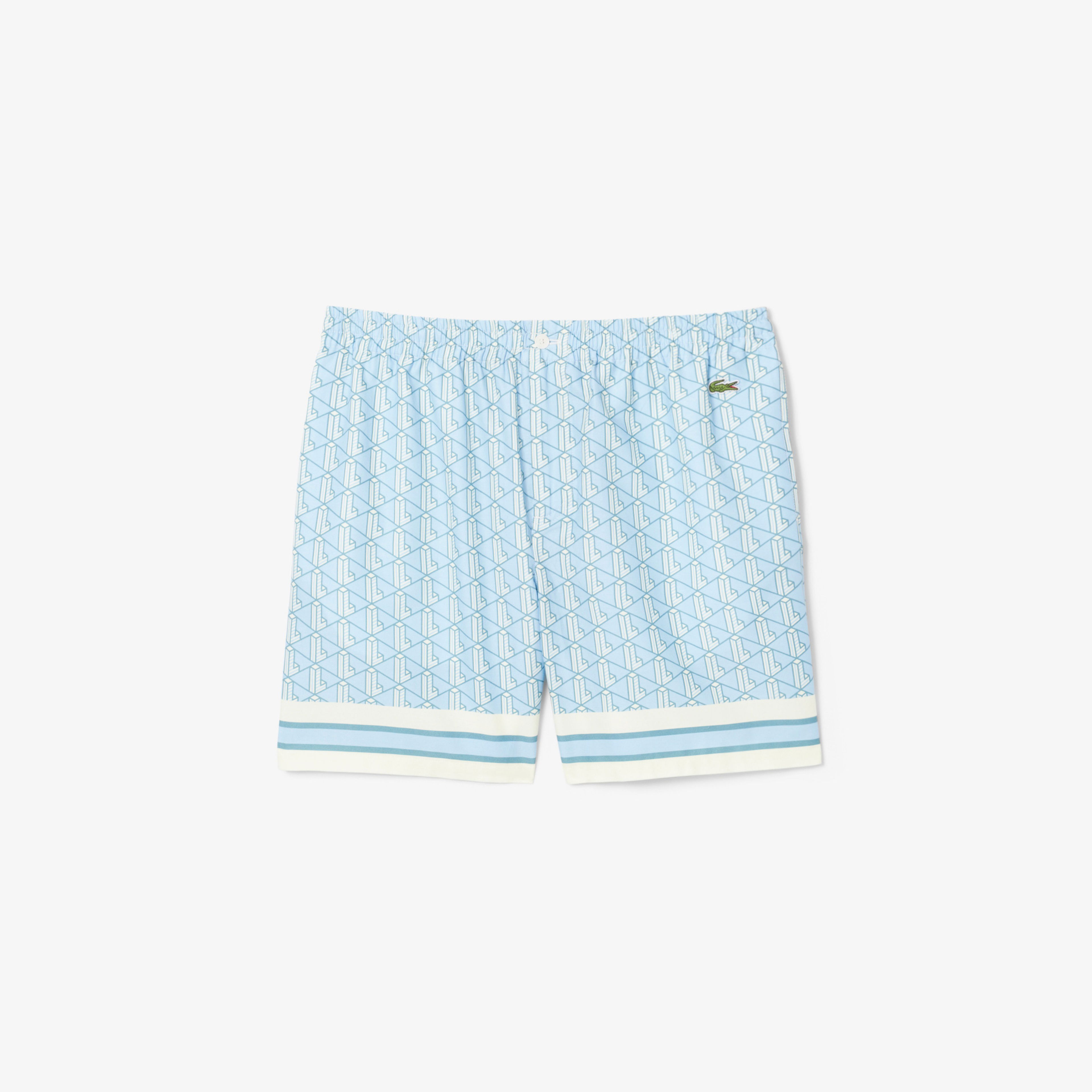 Lacoste Lightweight Monogram Print Erkek Mavi Şort