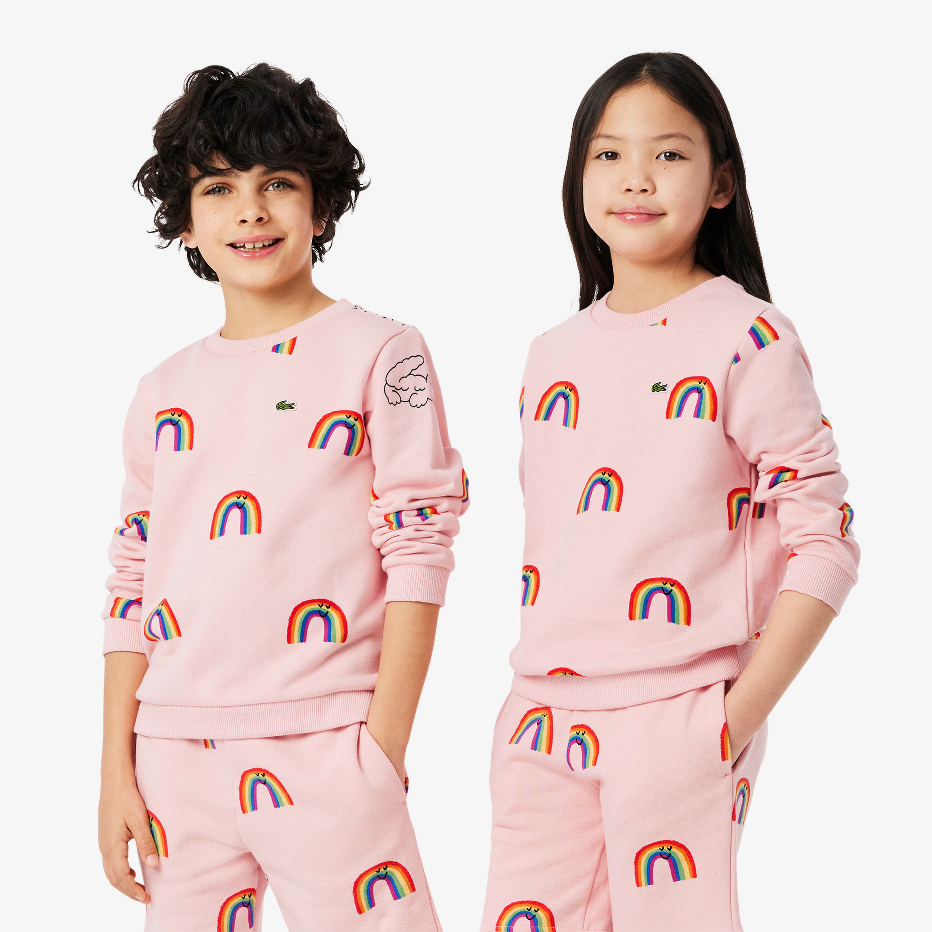 Lacoste Desenli Çocuk Pembe Sweatshirt