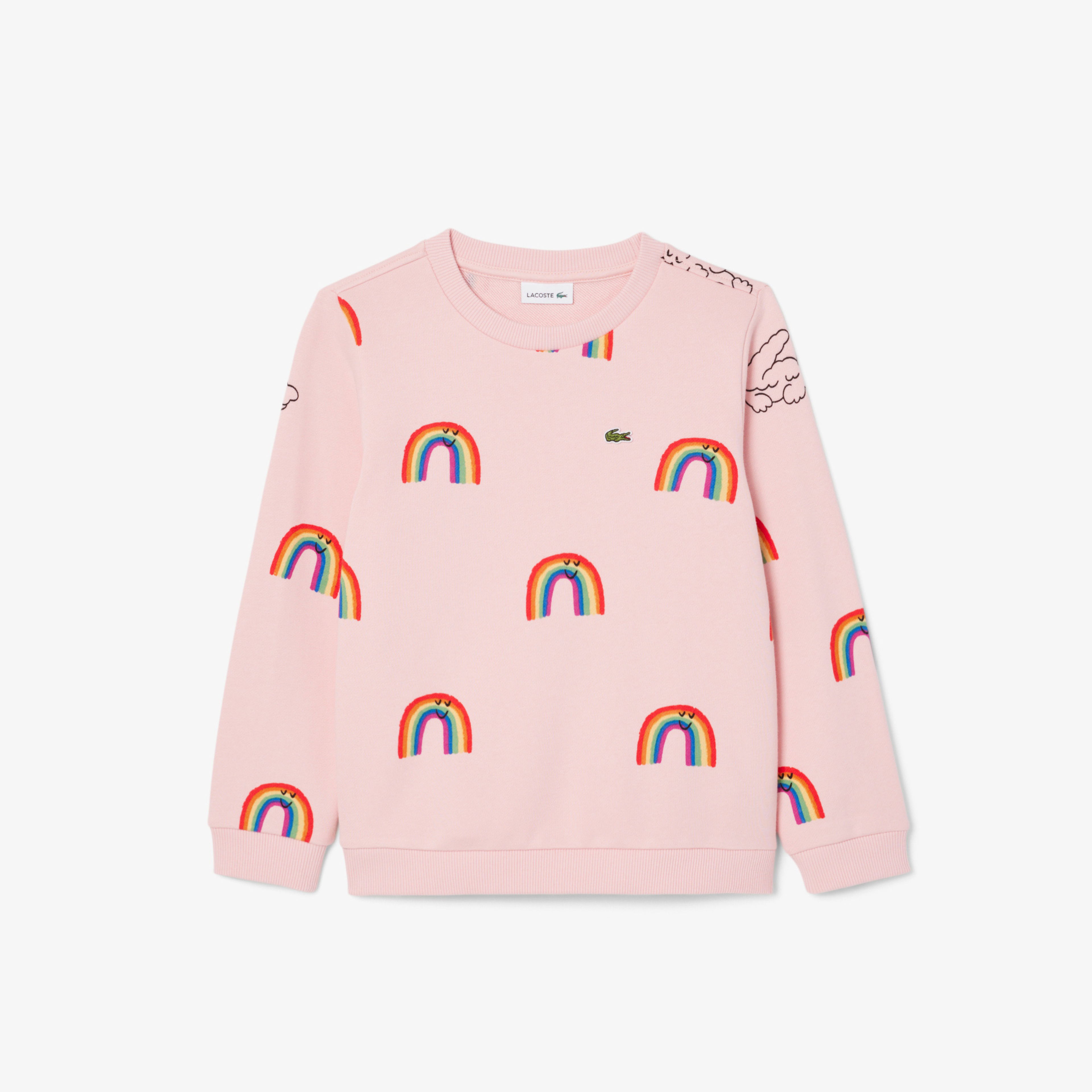 Lacoste Desenli Çocuk Pembe Sweatshirt