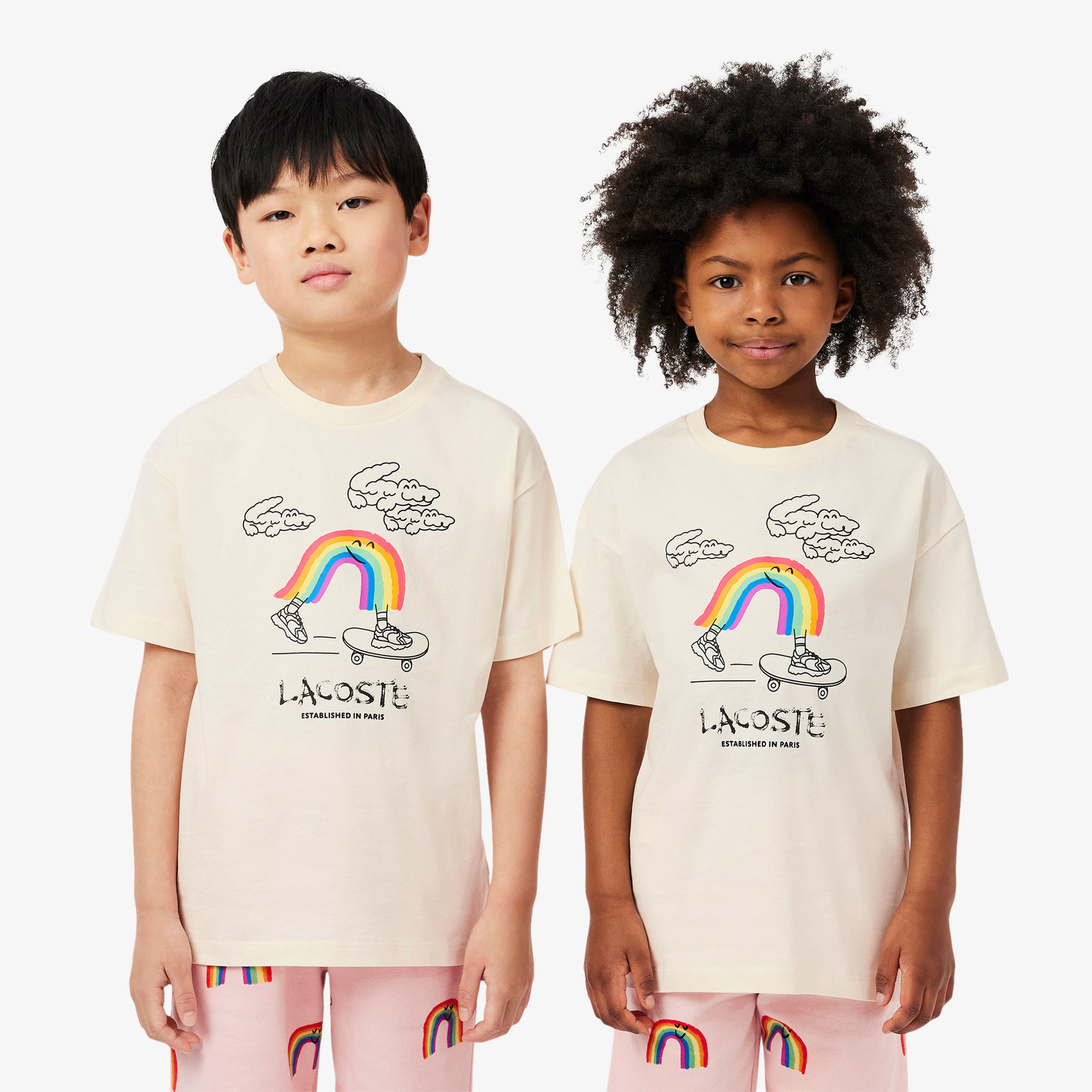 Lacoste Desenli Çocuk Krem T-Shirt