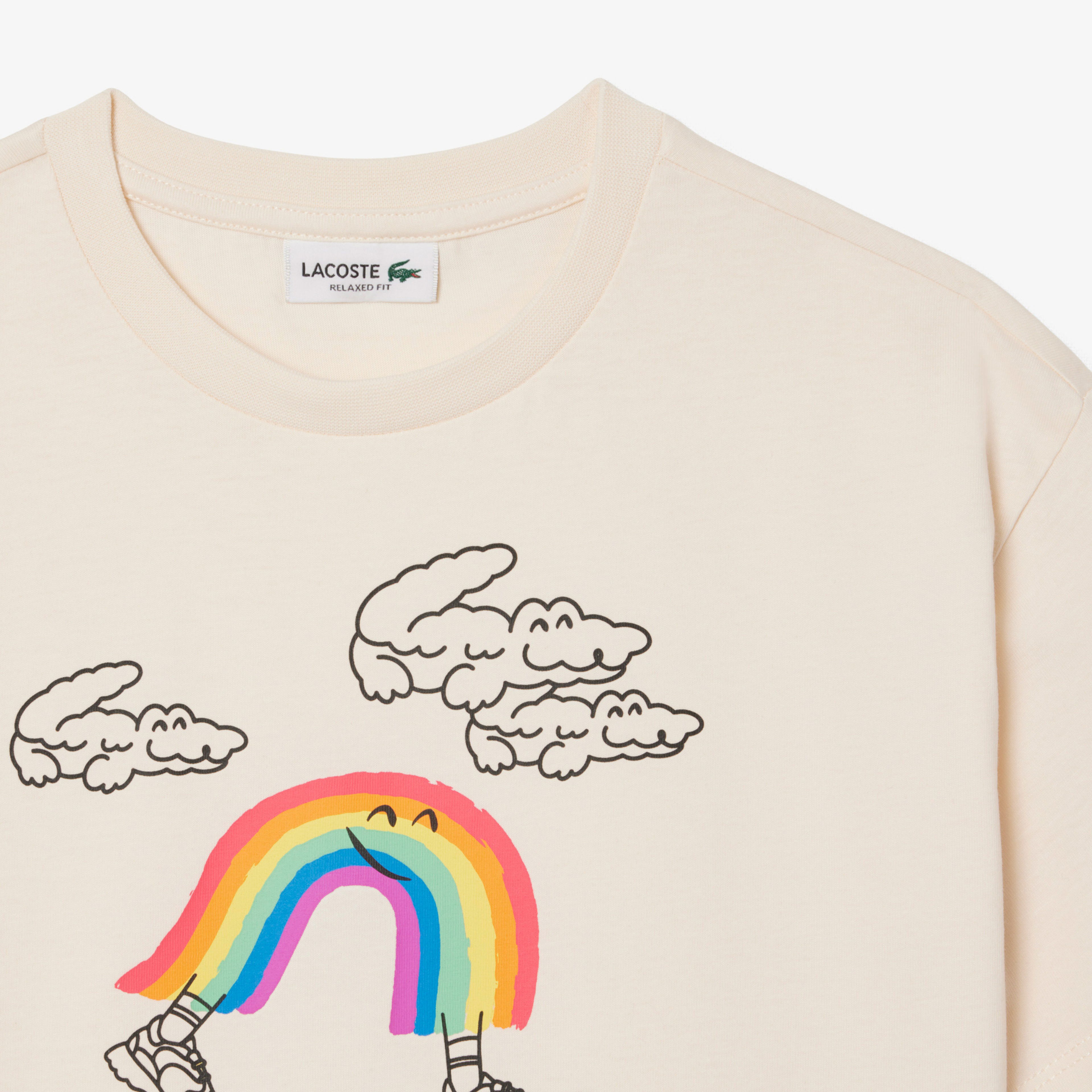 Lacoste Desenli Çocuk Krem T-Shirt
