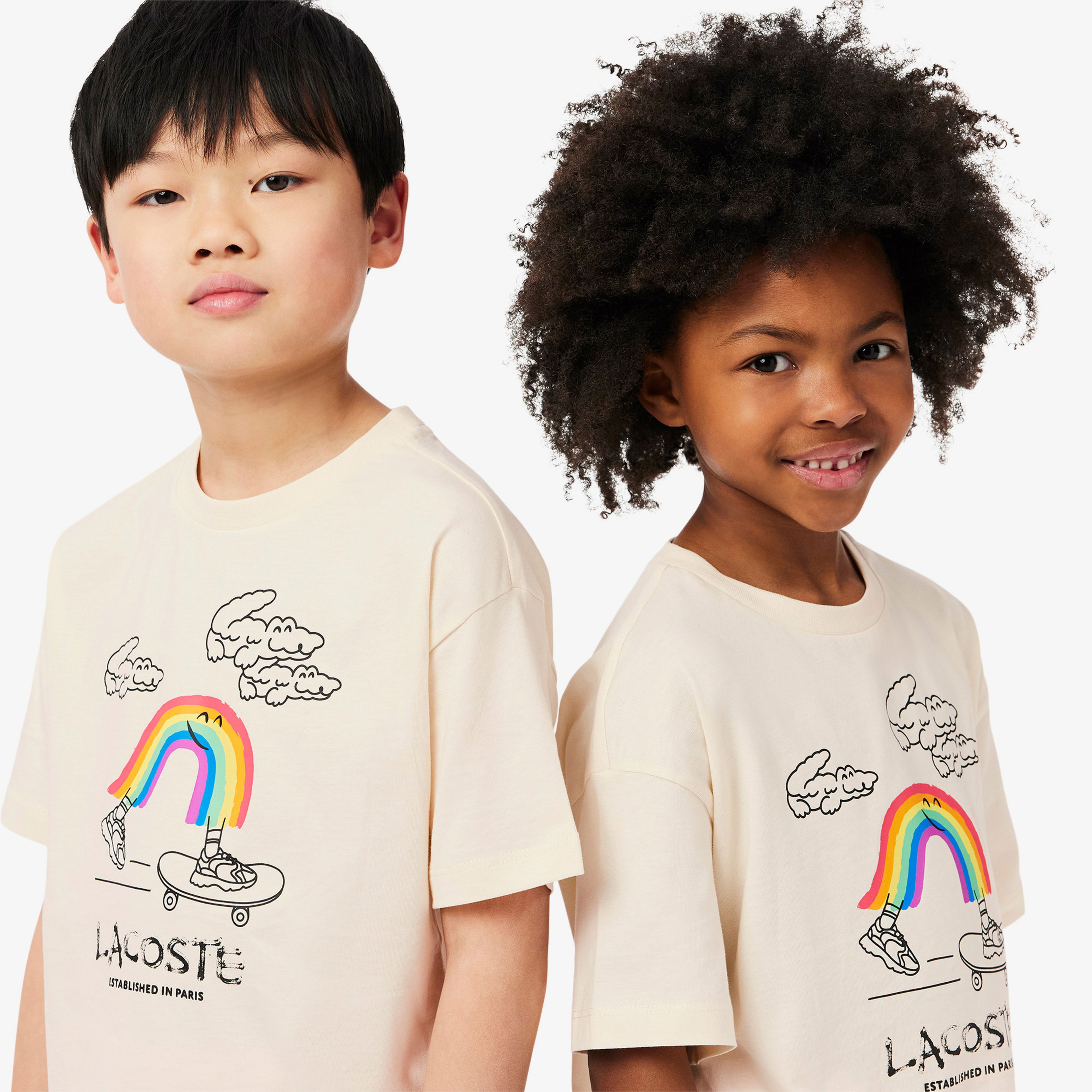 Lacoste Desenli Çocuk Krem T-Shirt
