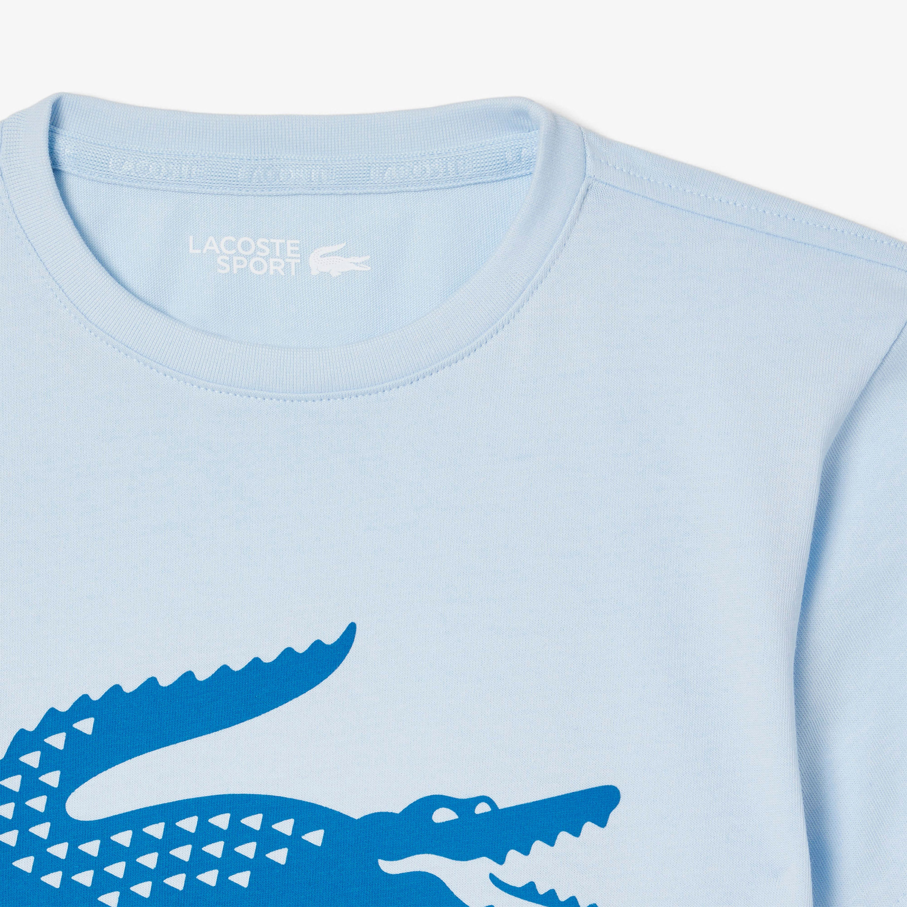 Lacoste Erkek Çocuk Oversize Fit Bisiklet Yaka Baskılı Mavi T-Shirt