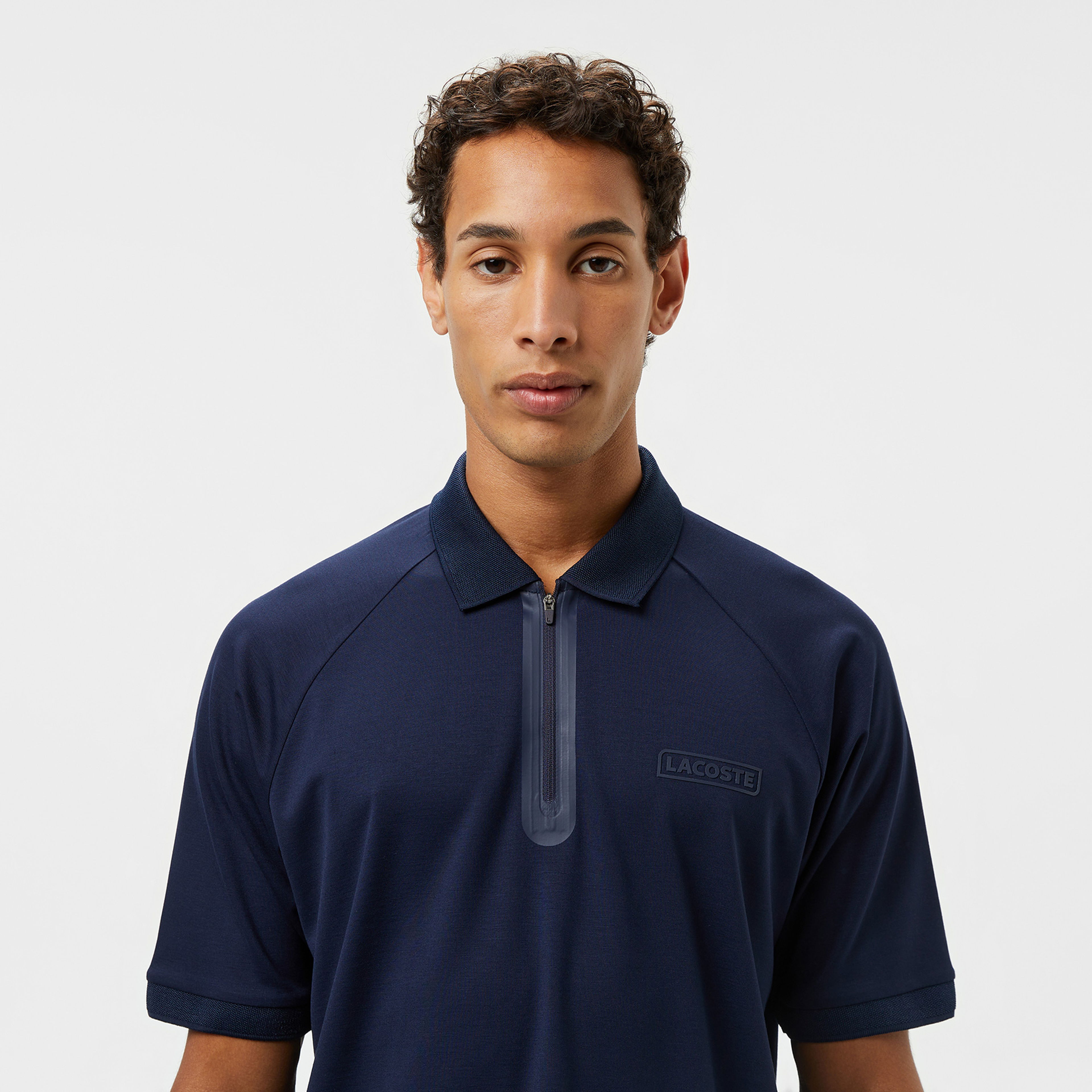 Lacoste Erkek Oversize Fit Yarım Fermuarlı Lacivert Polo