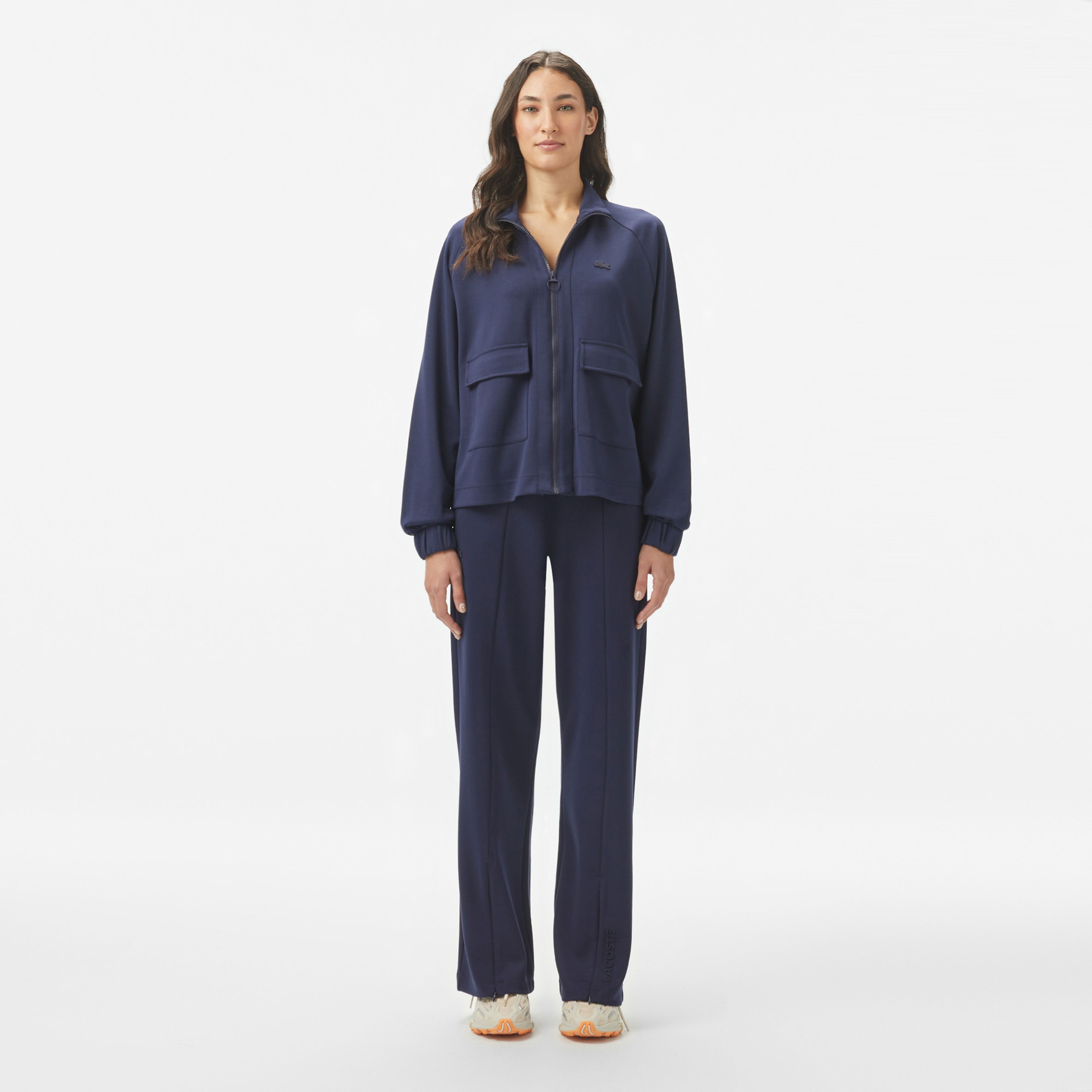 Lacoste Kadın Loose Fit Fermuarlı Lacivert Sweatshirt