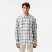 Lacoste Erkek Regular Fit Ekose Keten Koyu Mavi Gömlek