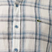 Lacoste Erkek Regular Fit Ekose Keten Koyu Mavi Gömlek