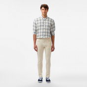 Lacoste Erkek Regular Fit Ekose Keten Koyu Mavi Gömlek