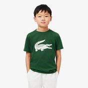 Lacoste Erkek Çocuk Oversize Fit Bisiklet Yaka Baskılı Yeşil T-Shirt