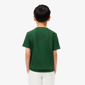 Lacoste Erkek Çocuk Oversize Fit Bisiklet Yaka Baskılı Yeşil T-Shirt
