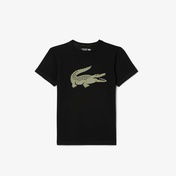 Lacoste Erkek Çocuk Oversize Fit Bisiklet Yaka Baskılı Siyah T-Shirt