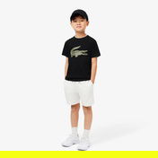 Lacoste Erkek Çocuk Oversize Fit Bisiklet Yaka Baskılı Siyah T-Shirt